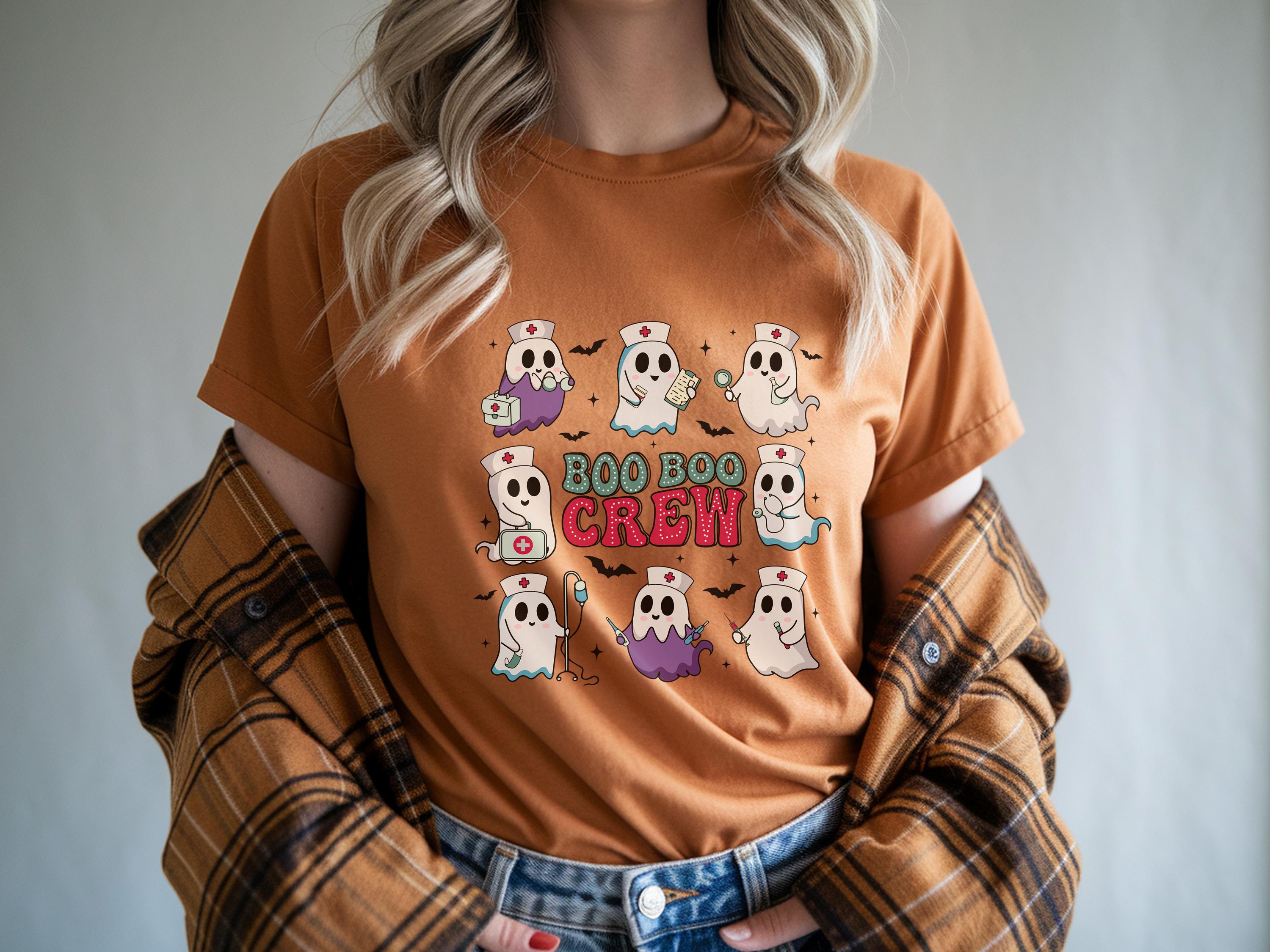 Boo Boo Crew Halloween Nurse Shirt, Funny Ghost RN Tee, Spooky Medical Top for Fall, Cute Trick or Treat Outfit, Gift for Nurse, RN Apparel