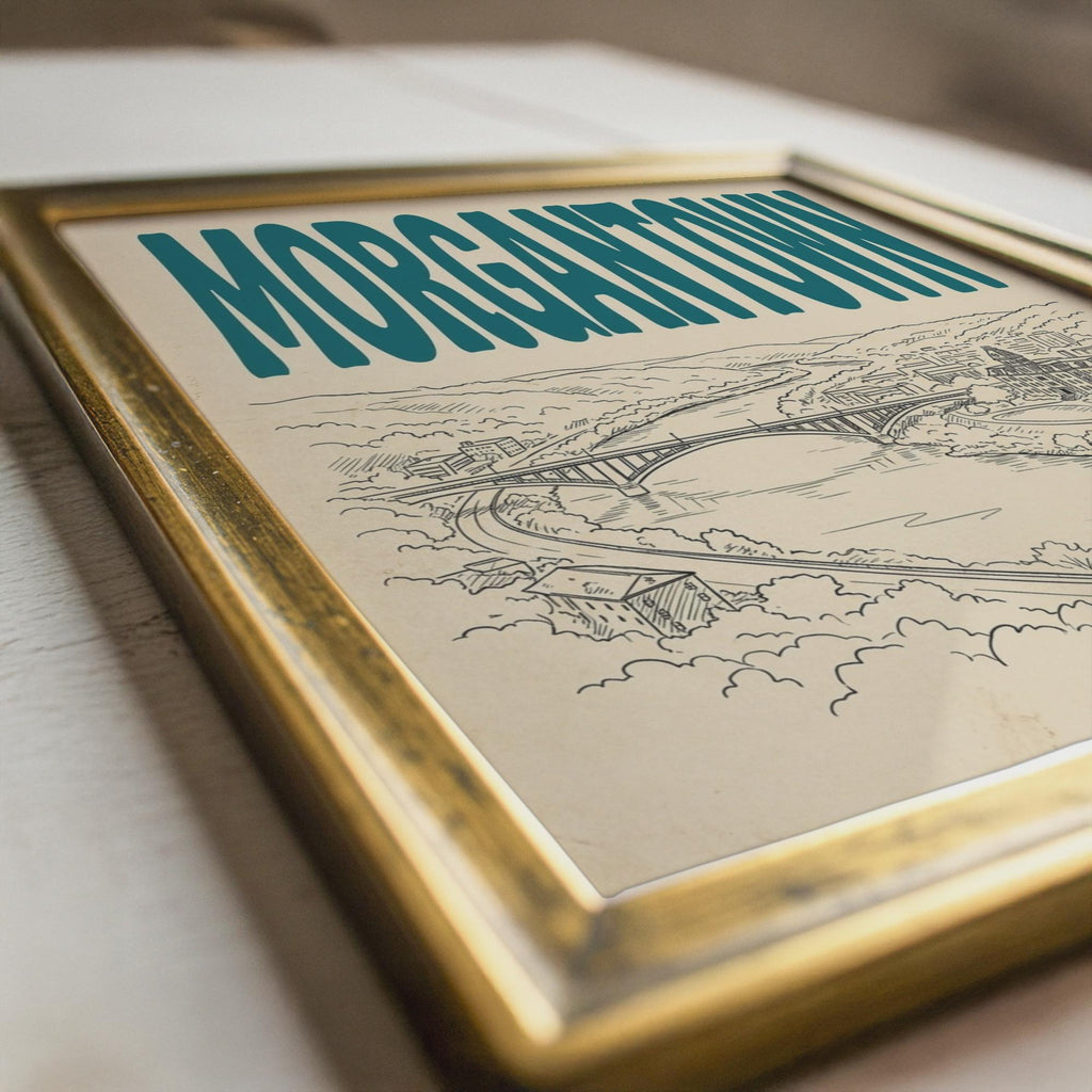 Morgantown West Virginia Wall Art, Framed Canvas Skyline Print, City Decor