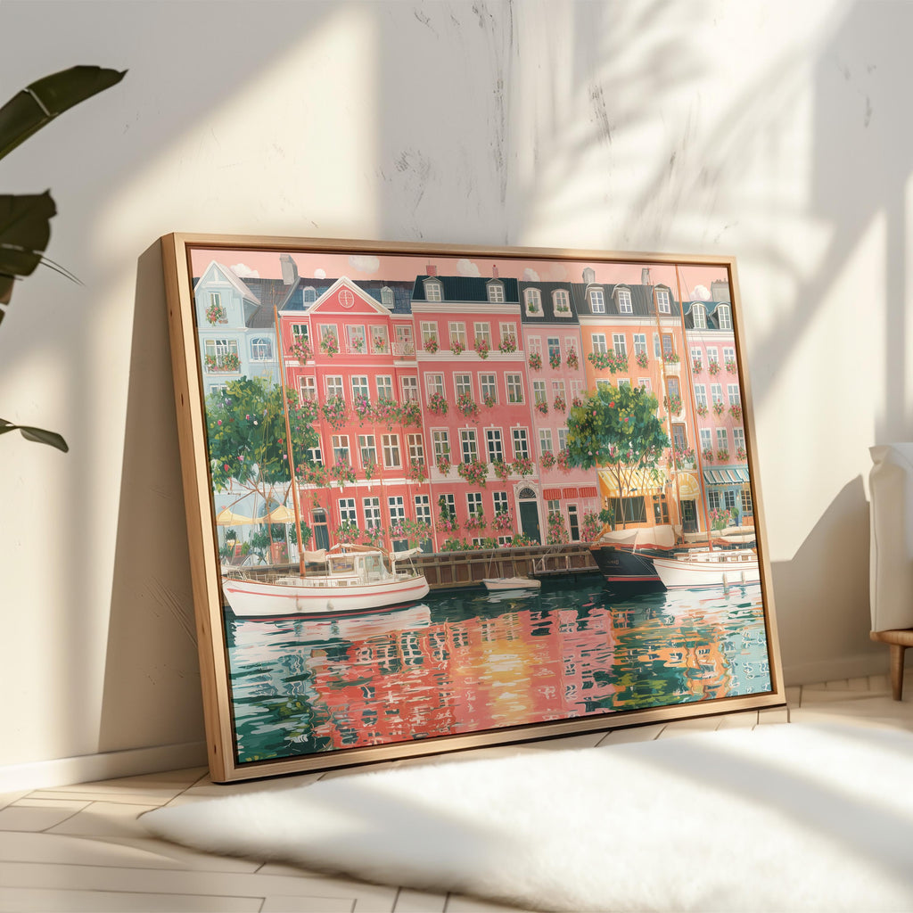 Copenhagen Spring Wall Art, Denmark Floral Travel Gift Decor Large Print Painting