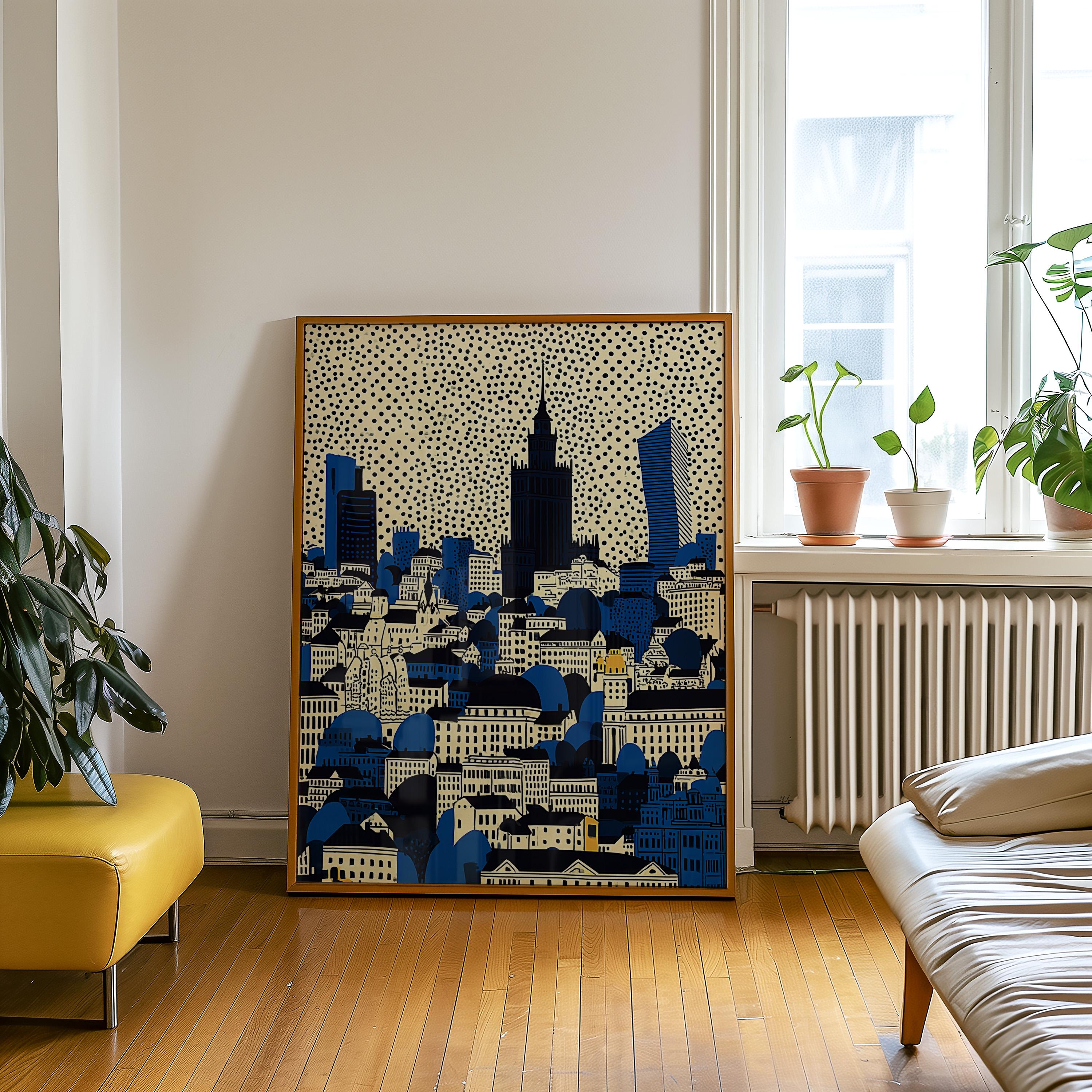 Warsaw Poland Wall Art Print, Pop Art Modern Large Size Poster Travel Gift Canvas