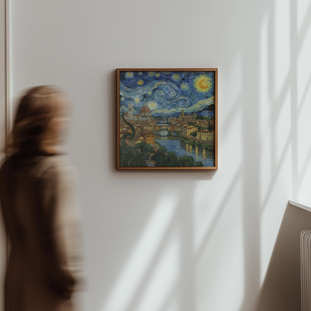Florence Italy Starry Night Wall Art, Van Gogh Print, Travel Gift Home Decor
