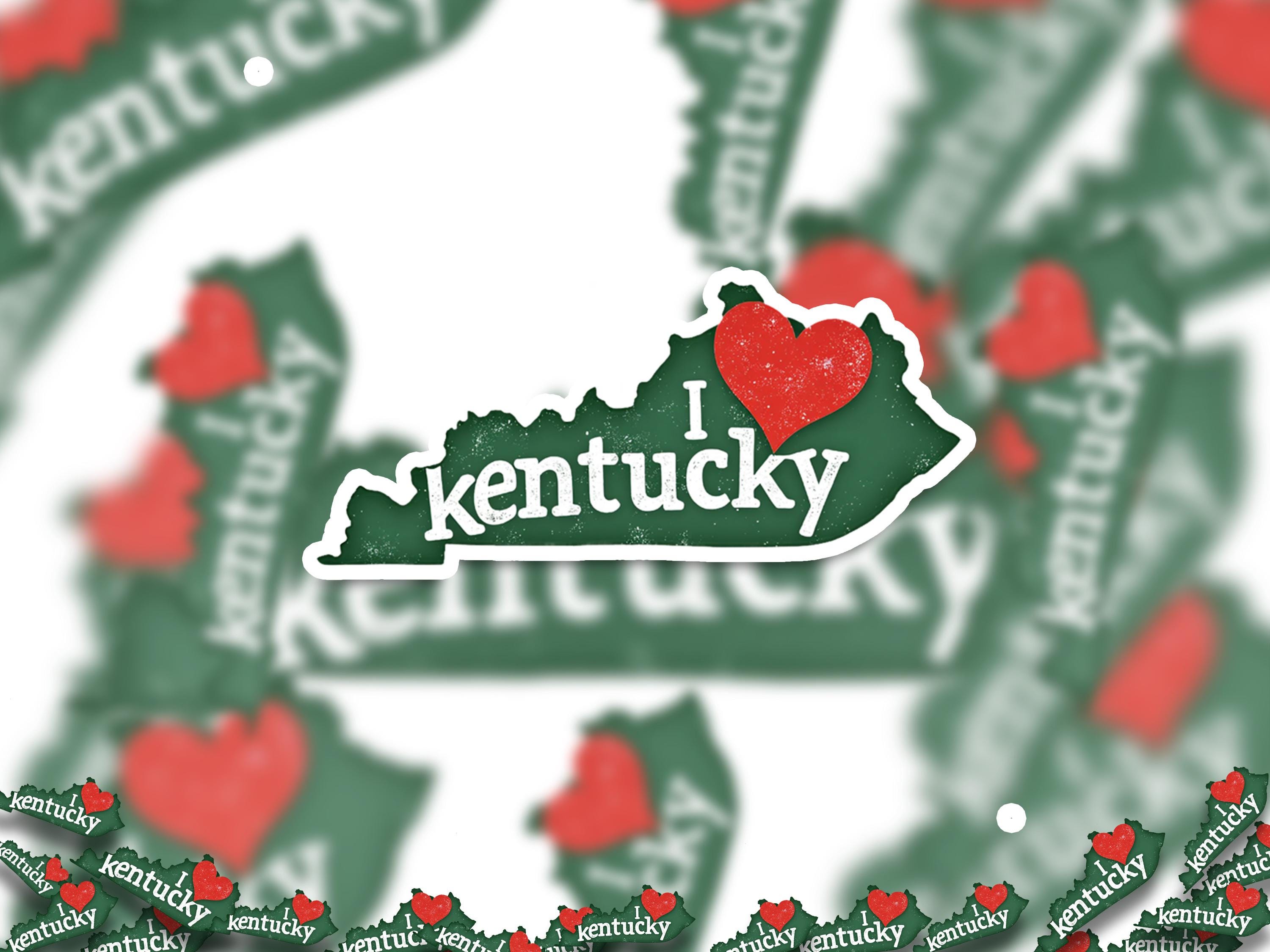 I love Kentucky Sticker, Vintage US States Vinyl Decal, Waterproof Decal, Retro Travel Collection