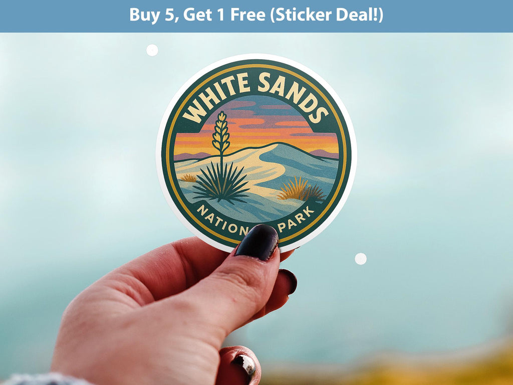 White Sands National Park Sticker, Retro Vinyl Waterproof Decal, Vintage USA Travel Collection
