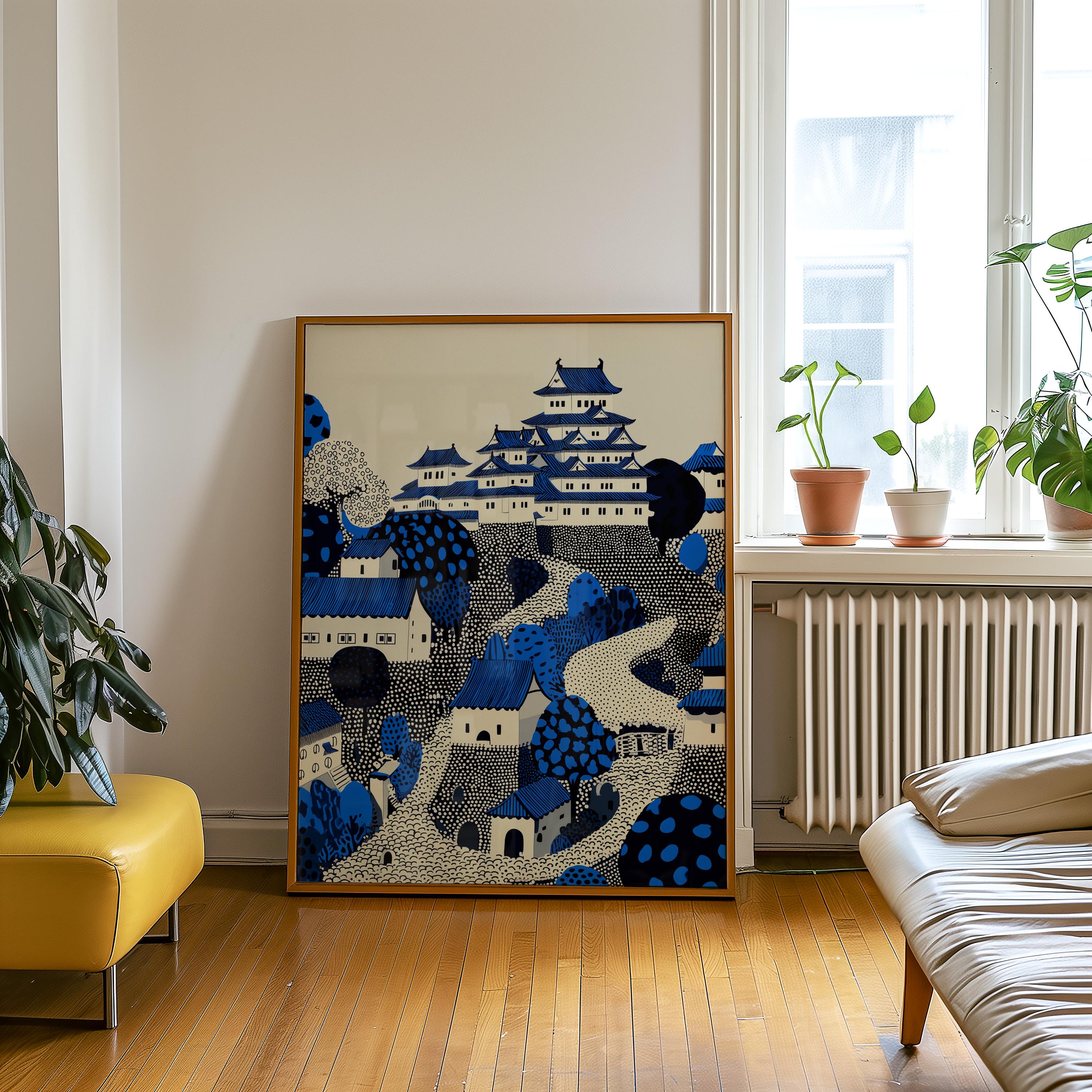 Himeji Castle Japan Wall Art Print, Pop Art Modern Poster Japanese Travel Gift Canvas