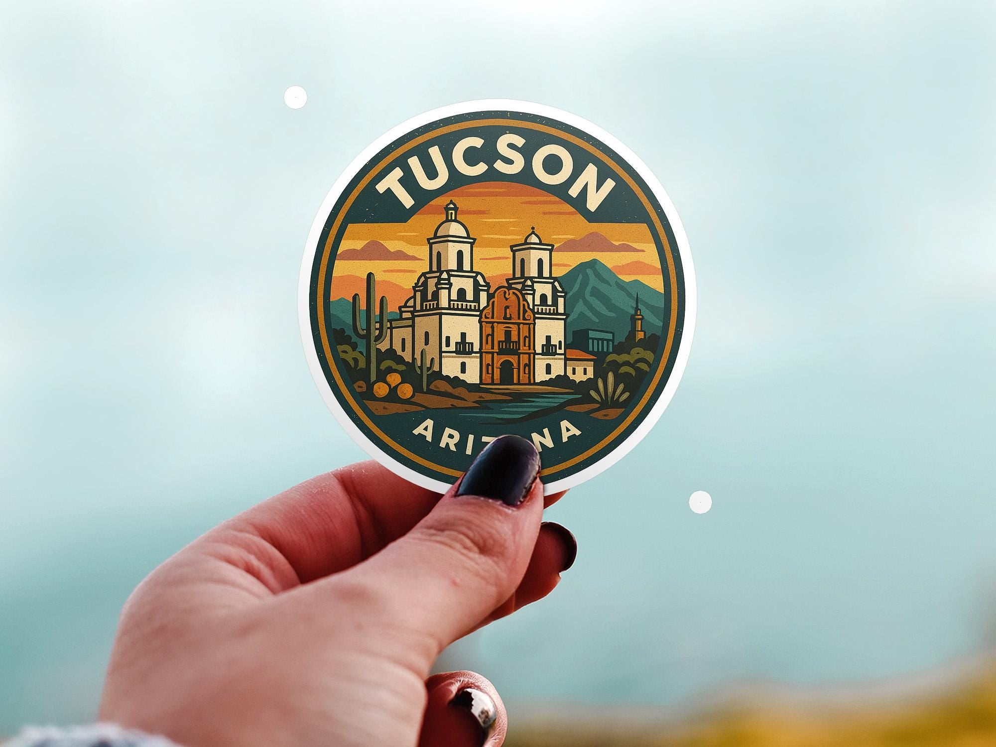 Tuscan Arizona Kiss-Cut Vinyl, Waterproof Decal, US Retro Travel Lover Collection