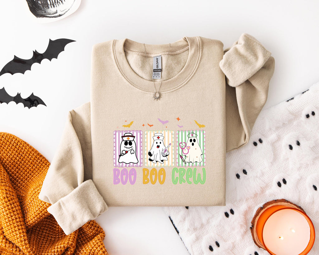 Boo Boo Crew Nurse Halloween Sweatshirt, Halloween Gift for Nurse Sweater, Nurse Spooky health care worker RN, Nurse Halloween Boo Boo Crew