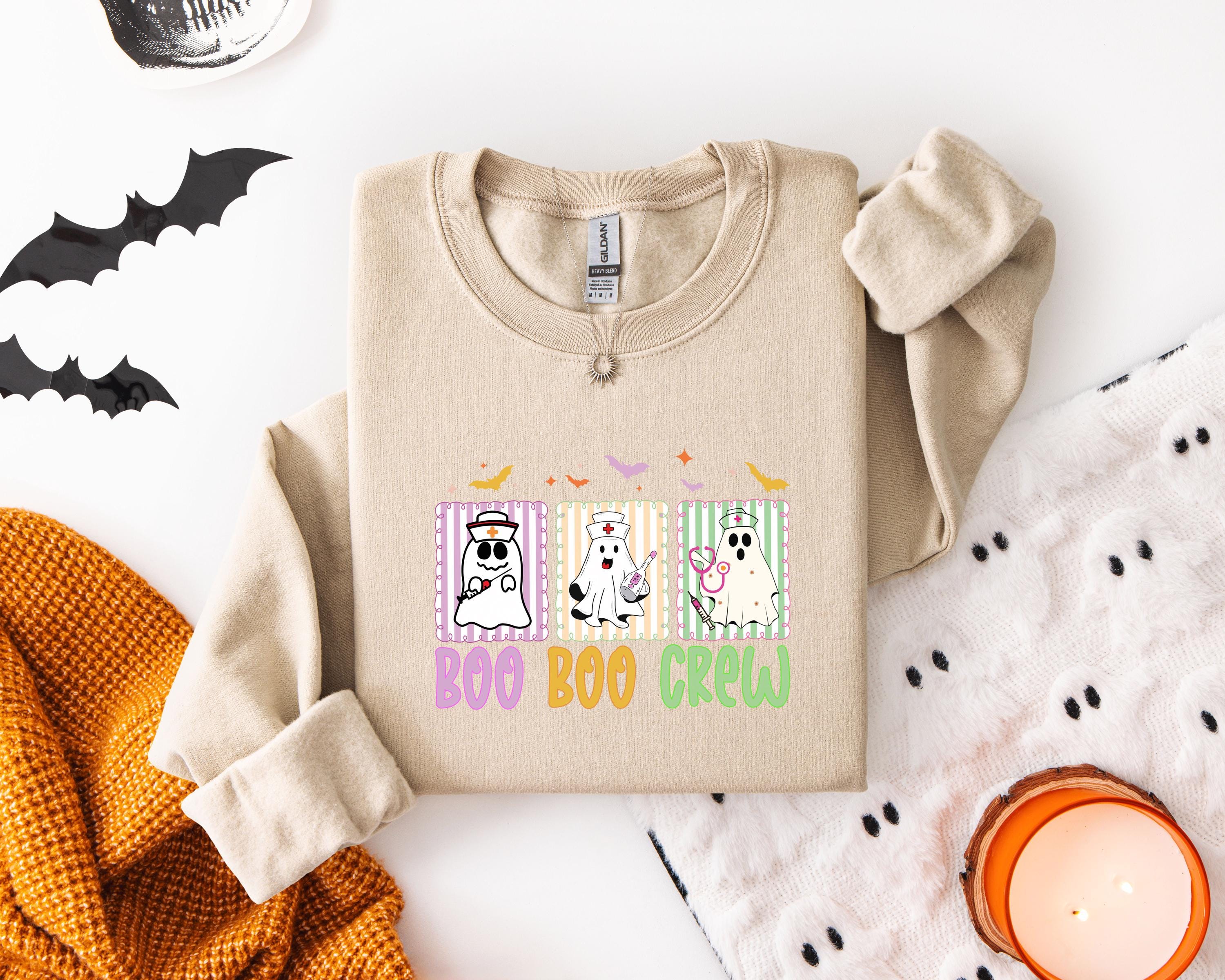 Boo Boo Crew Nurse Halloween Sweatshirt, Halloween Gift for Nurse Sweater, Nurse Spooky health care worker RN, Nurse Halloween Boo Boo Crew