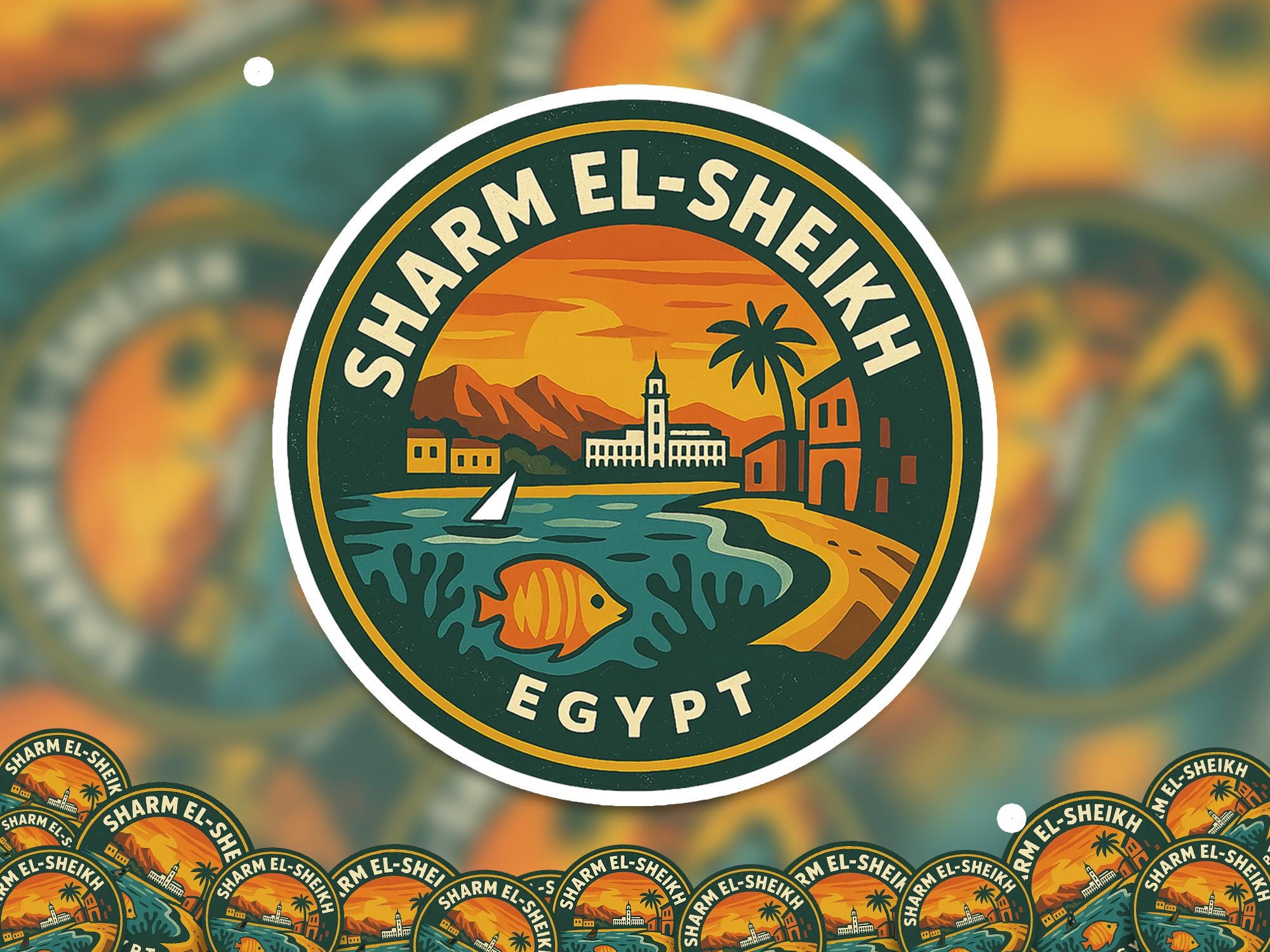 Sharm El-Sheikh Egypt Sticker Kiss-Cut Vinyl, Waterproof Decal, Retro Travel Lover Collection