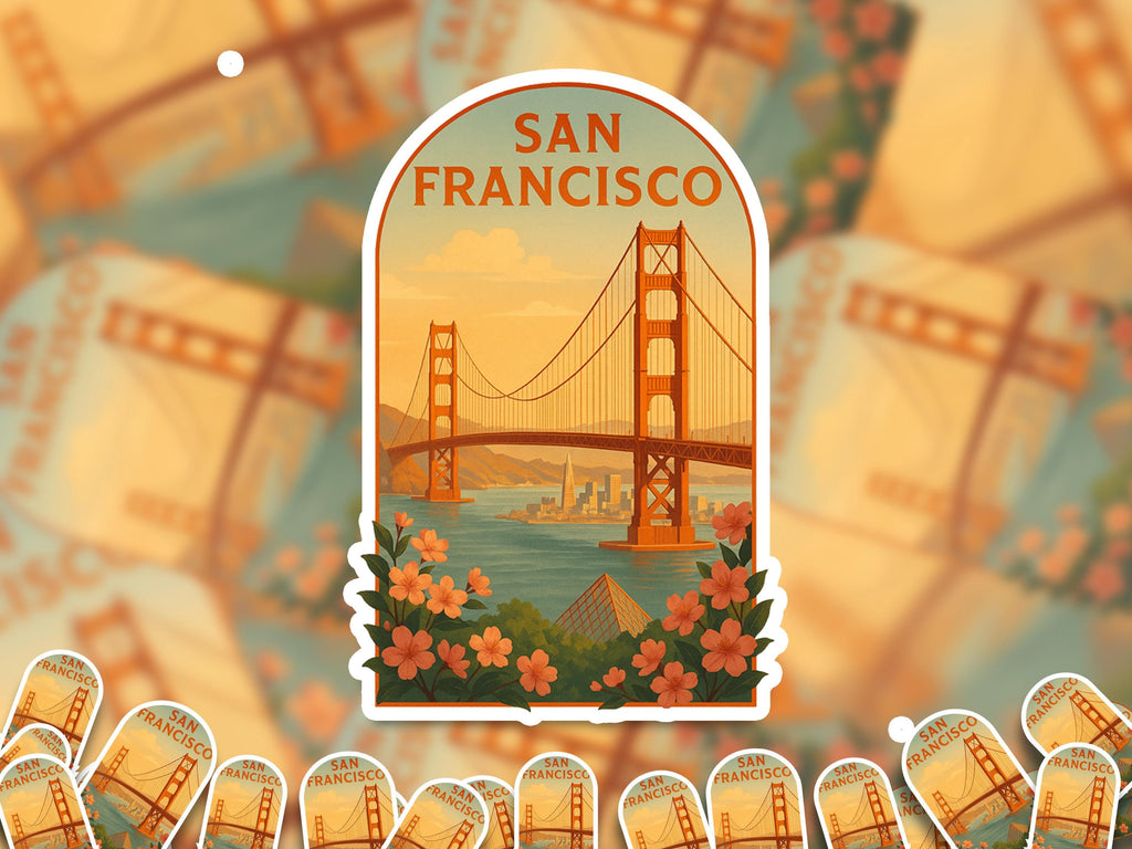San Francisco Sticker, Vintage City Vinyl Decal, Retro Travel Lover Collection, Journal Scrapbook