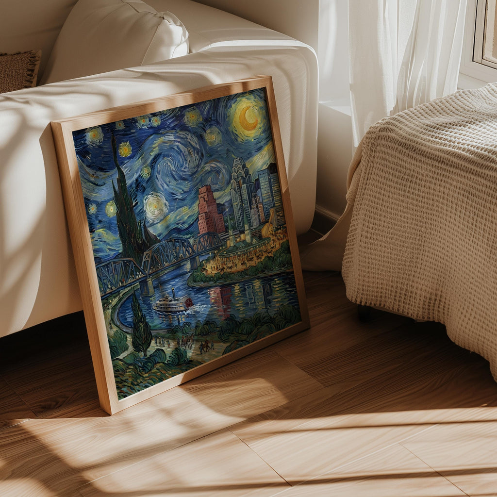 Louisville Kentucky Starry Night Wall Art, Van Gogh Print, Travel Gift Home Decor