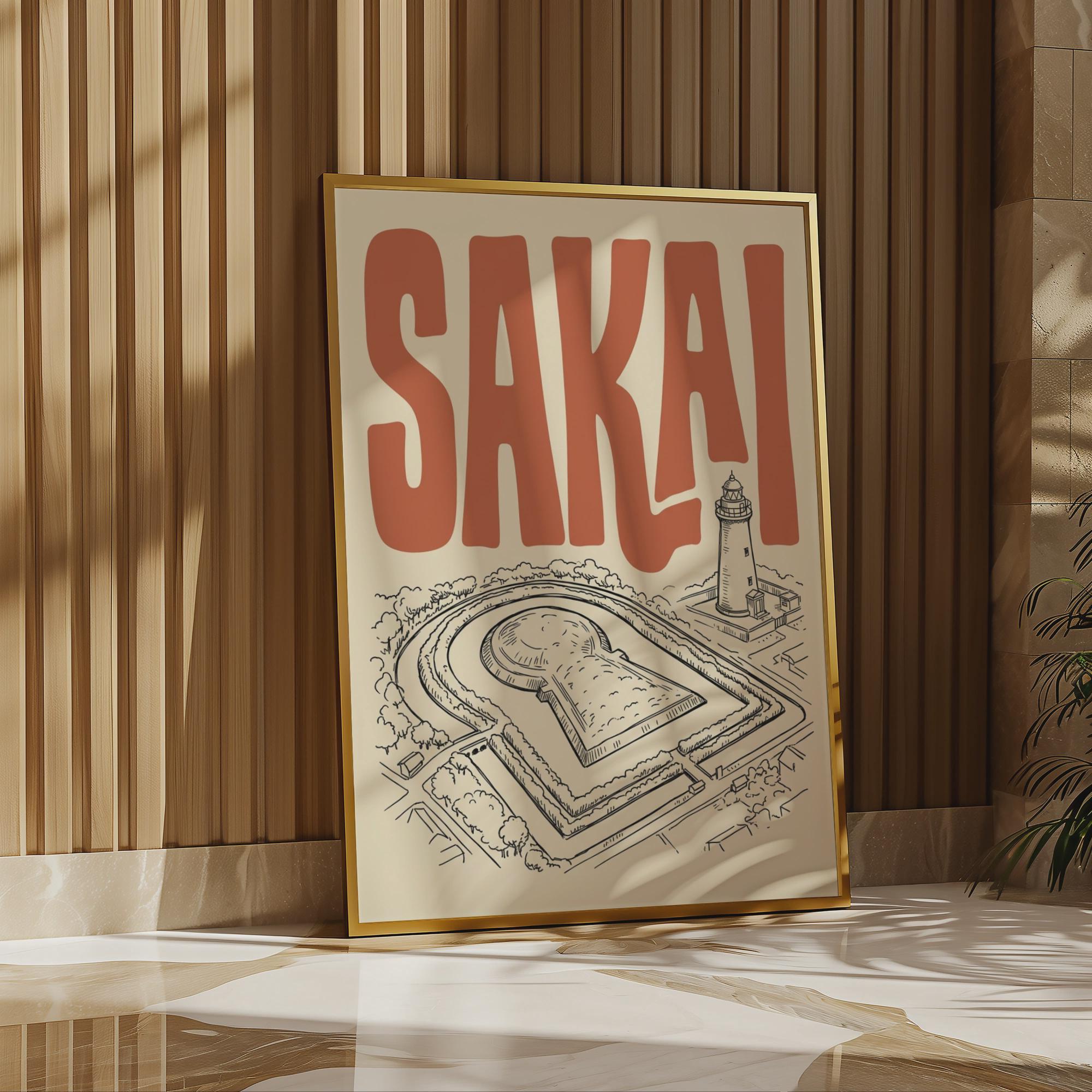 Sakai Japan Wall Art, Framed Canvas Travel Print, Kofun Retro Poster