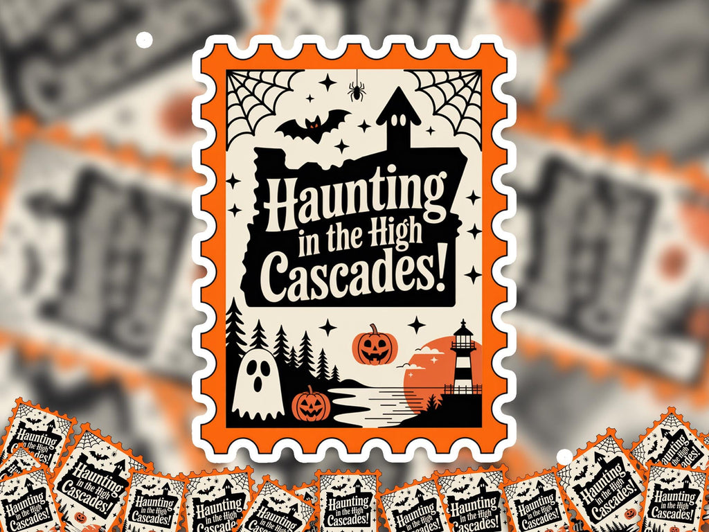 Oregon Stamp Halloween Sticker, Spooky USA Kiss-Cut Vinyl, Waterproof Decal, United States Travel