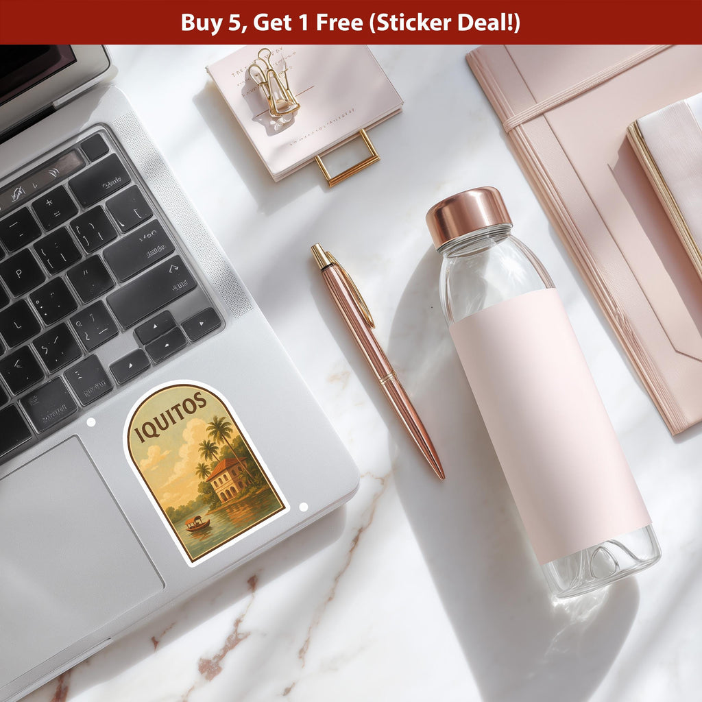 Iquitos Peru Sticker, Vintage City Vinyl Decal, Retro Travel Lover Collection, Journal Scrapbook