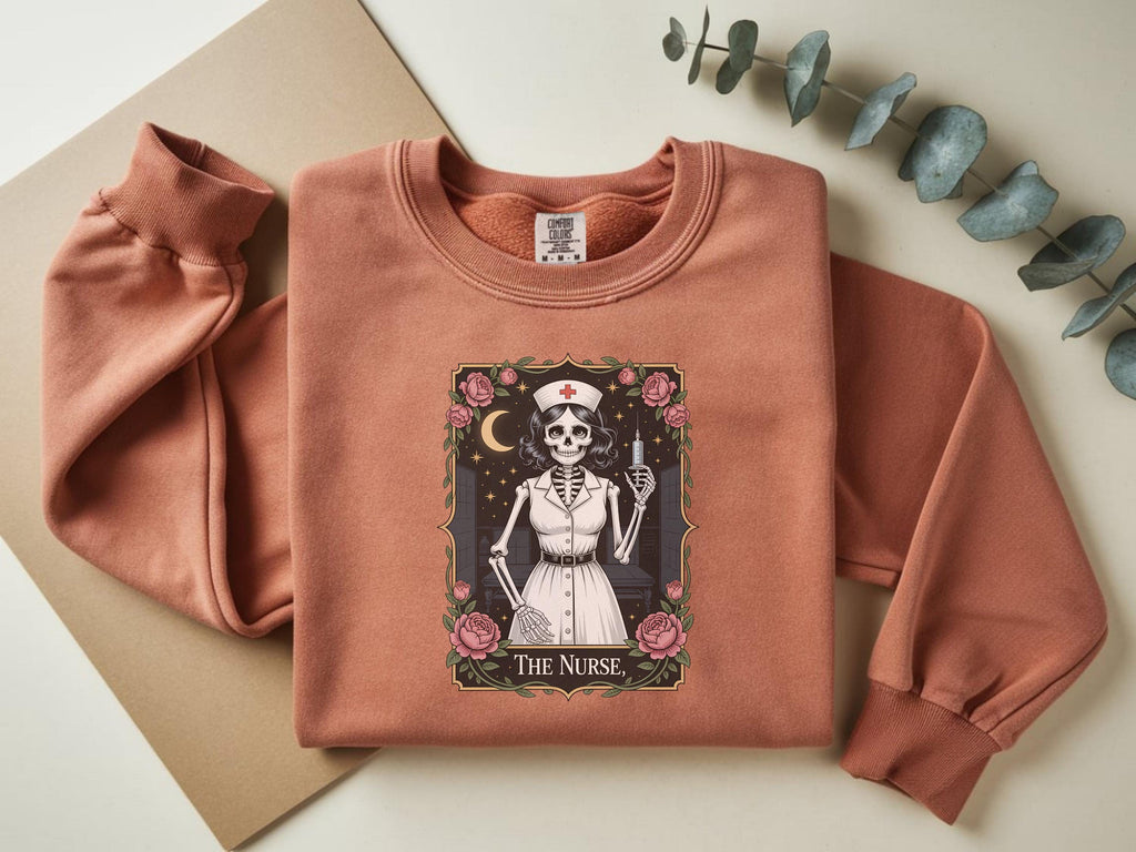 Halloween Nurse Skeleton Sweatshirt, Gothic Medical Fall spooky retro Sweatshirt, Gift for Nurse, Spooky Aesthetic RN Tee, halloween idea