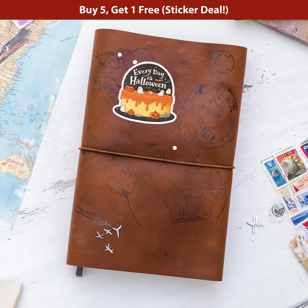 Halloween Sticker: Pumpkin Ghost Cake, Spooky Decal