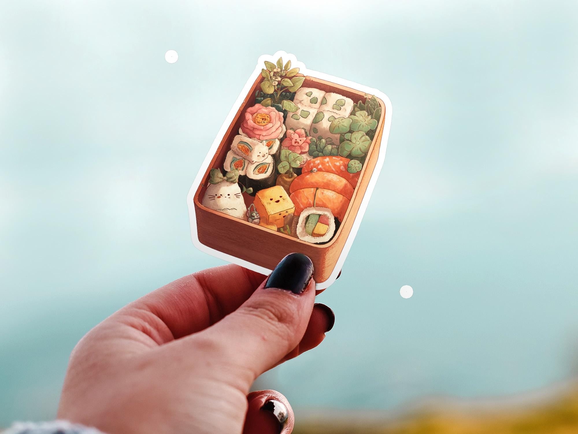 Kawaii Sushi Bento Box Sticker: Waterproof Vinyl Decal