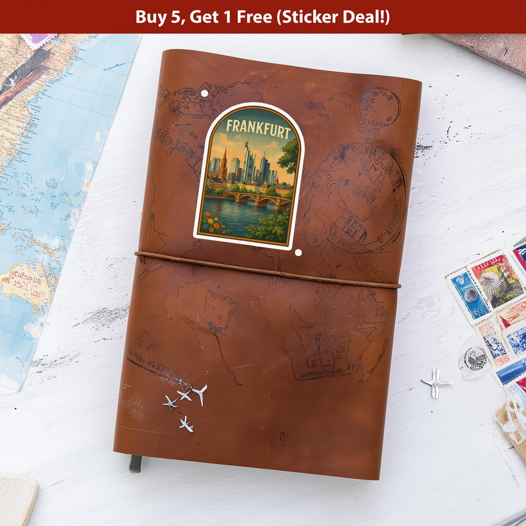 Frankfurt Germany Sticker, Vintage City Vinyl Decal, Retro Travel Lover Collection, Journal Scrapbook