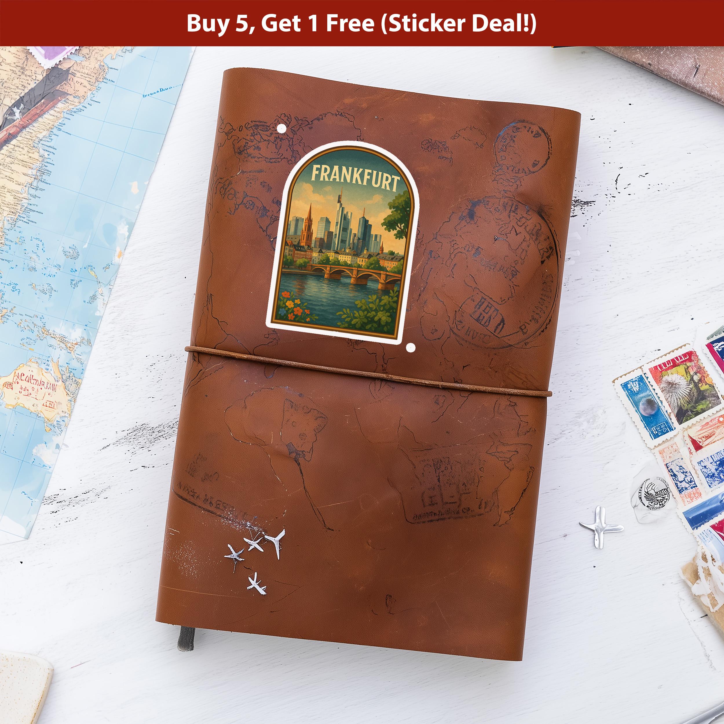 Frankfurt Germany Sticker, Vintage City Vinyl Decal, Retro Travel Lover Collection, Journal Scrapbook