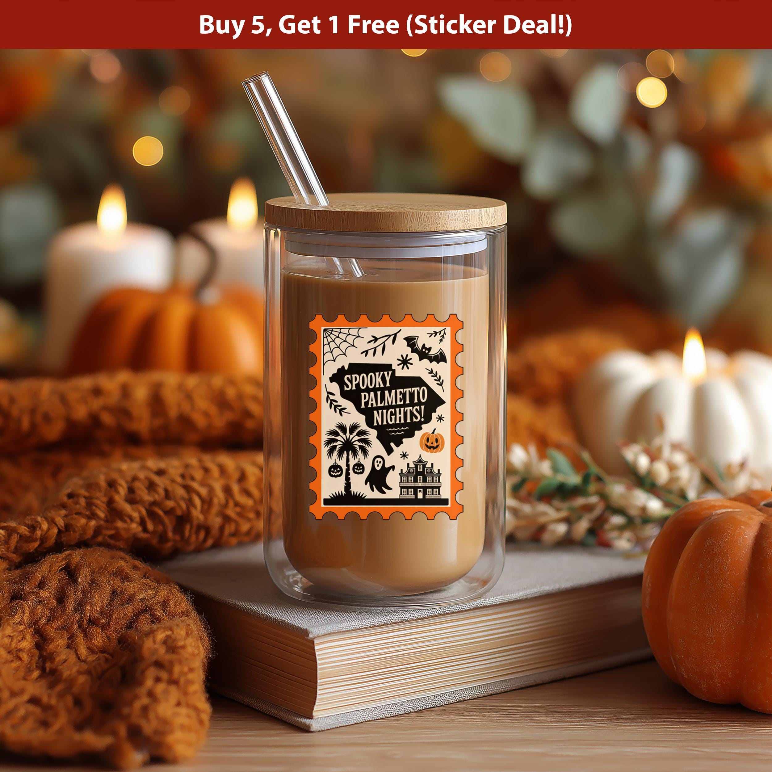 South Carolina Stamp Halloween Sticker, Spooky USA Kiss-Cut Vinyl, Waterproof Decal, United States Travel