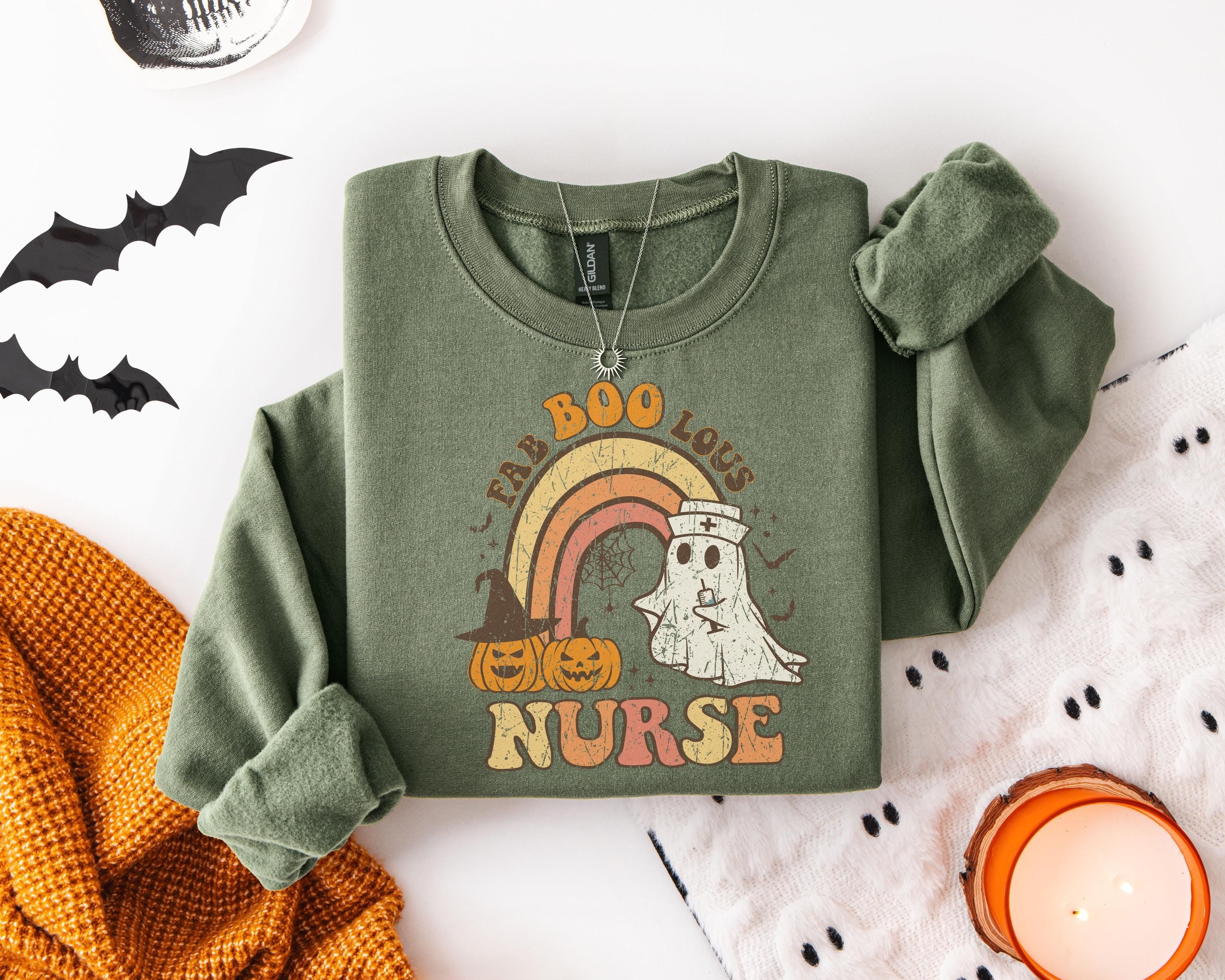 Faboolous Nurse Halloween Tee, Cute Ghost Sweatshirt, Medical crew Shirt, Funny Fall Spooky Season Gift for Nurse or Healthcare Worker