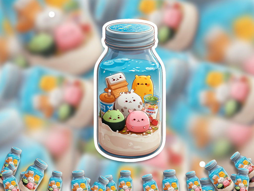 Kawaii Bubble Tea Vinyl Decal: Waterproof Laptop Stickers