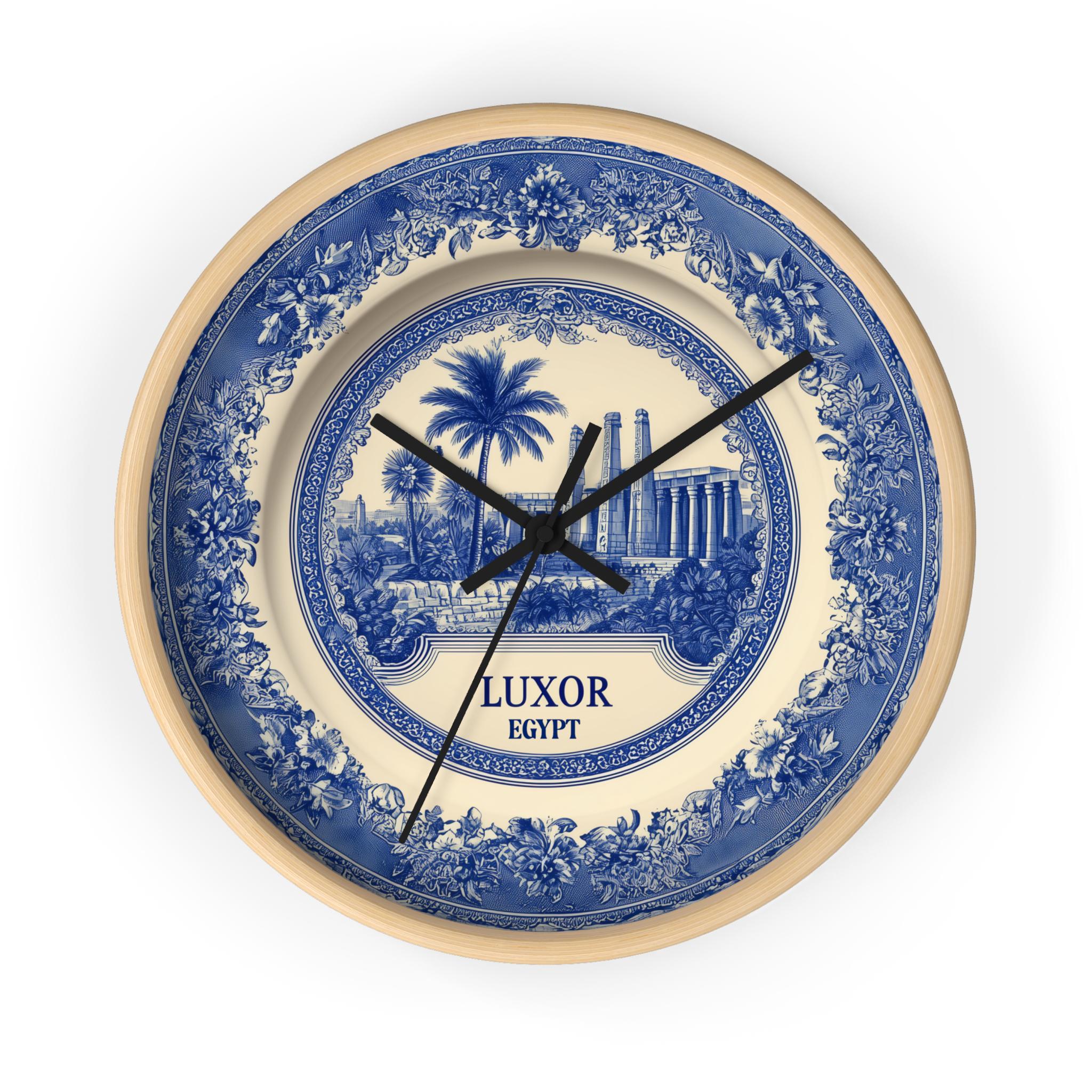 Luxor Egypt Wall Clock, Delf style Home Decor, Vintage City Travel Keepsake Art