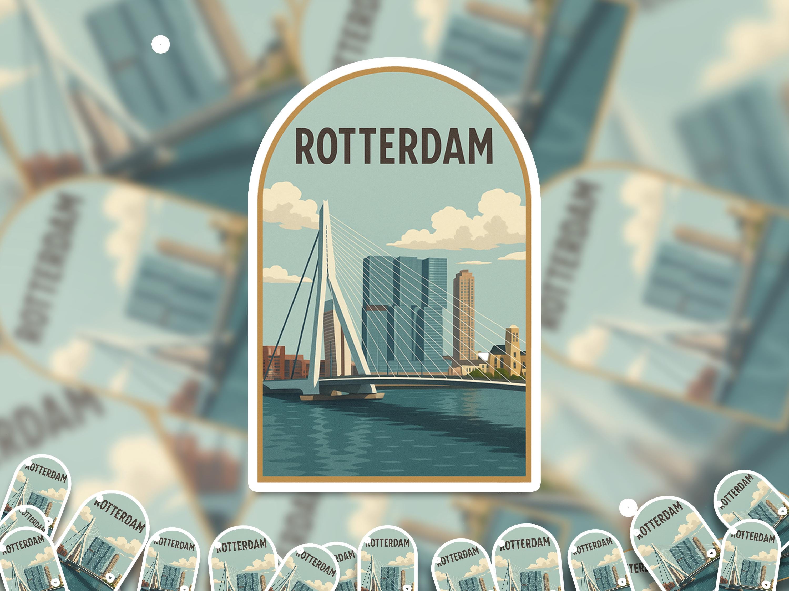 Rotterdam Netherlands Sticker, Vintage City Vinyl Decal, Retro Travel Lover Collection, Journal Scrapbook