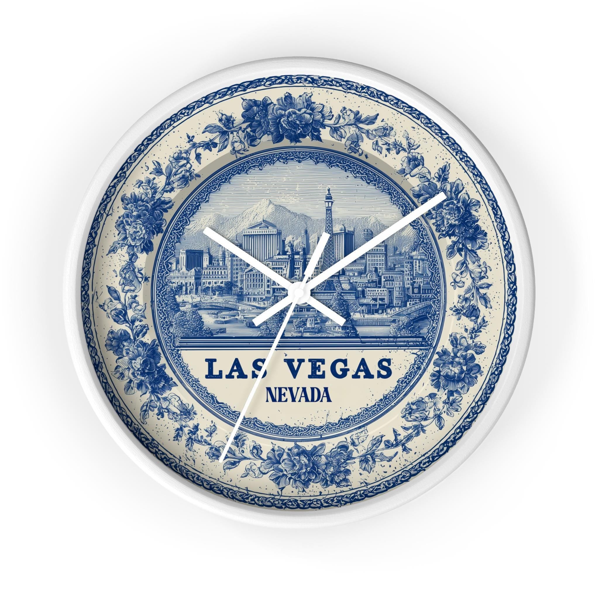 Las Vegas Nevada Wall Clock, Delf style Home Decor, Vintage City Travel Keepsake Art