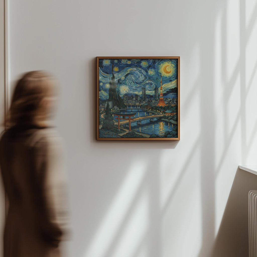 Tokyo Japan Starry Night Wall Art, Print, Japanese Travel Gift Home Decor