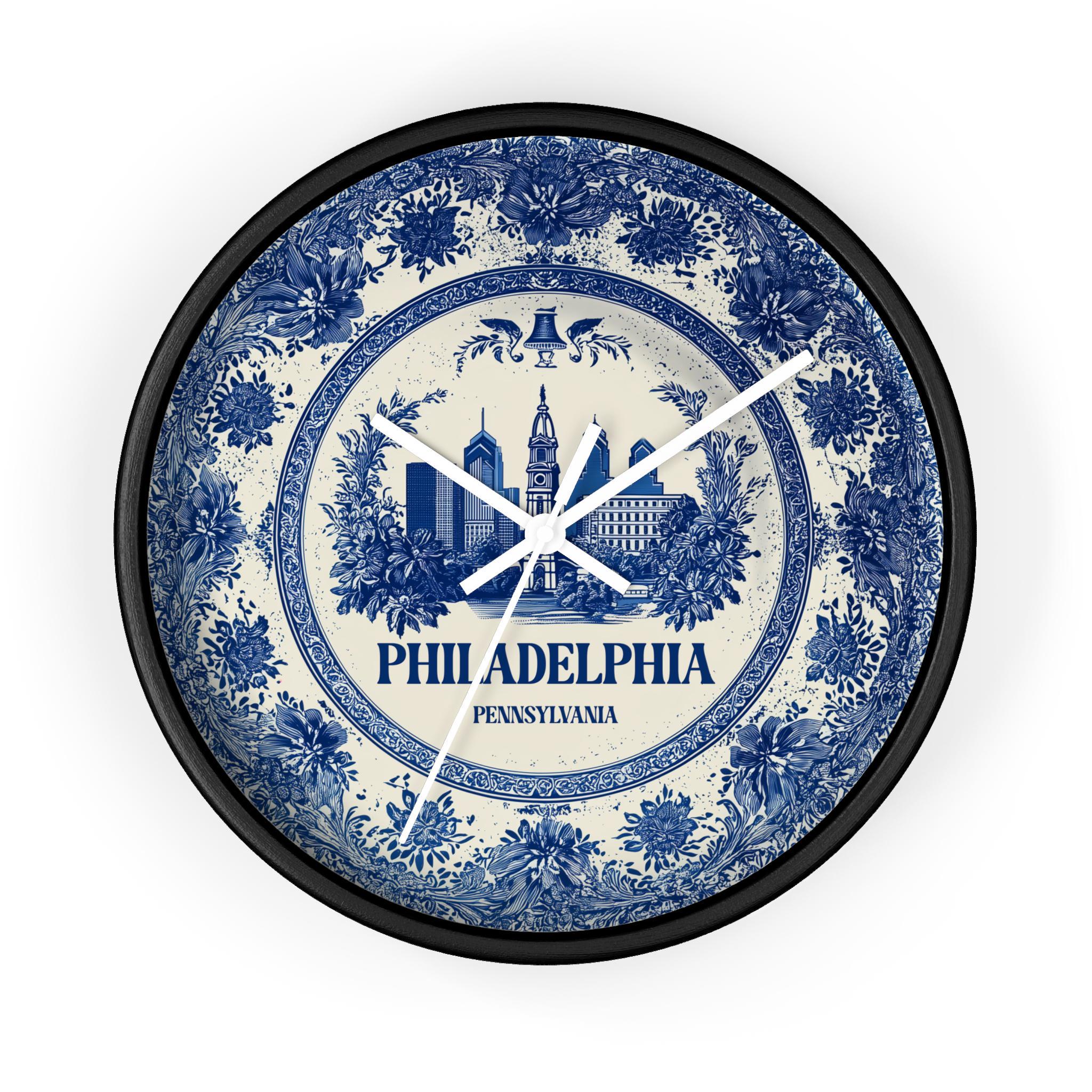 Philadelphia Pennsylvania2 Wall Clock, Delf style Home Decor, Vintage City Travel Keepsake Art