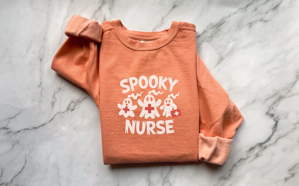 Spooky Nurse Sweatshirt: Ghost Funny Halloween RN Outfit