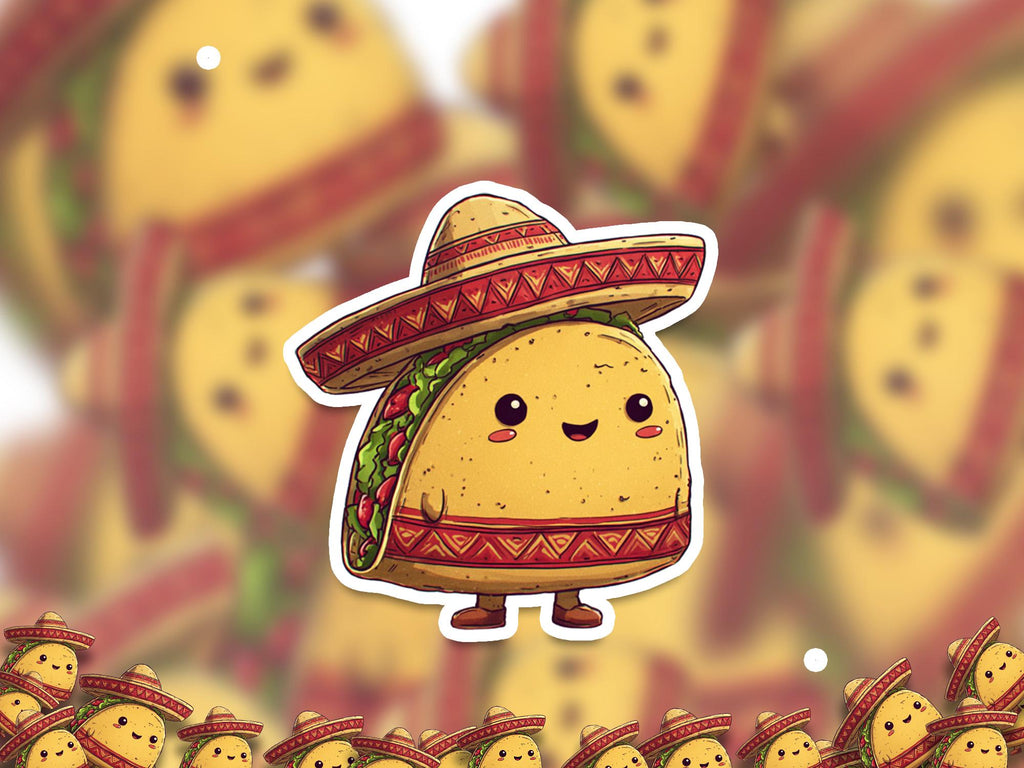 Mr Taco Cute Kawaii Sticker, Kiss-Cut Vinyl Decals, Waterproof Stickers for Laptop & Tumbler, Cute Vinyl Decal Stickers