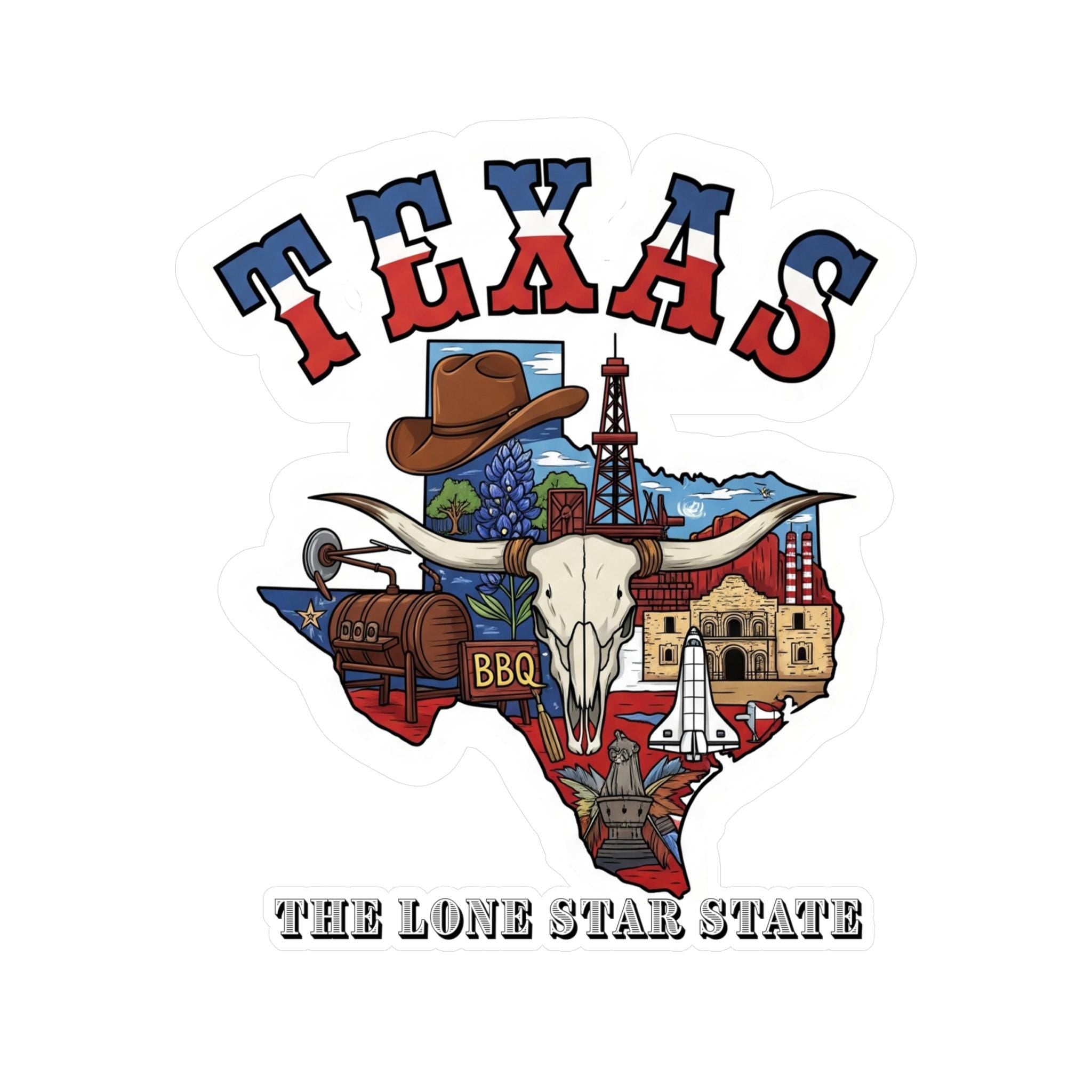 Texas State Sticker, USA Kiss-Cut Vinyl, Landmark Waterproof Decal, United States Travel Collection