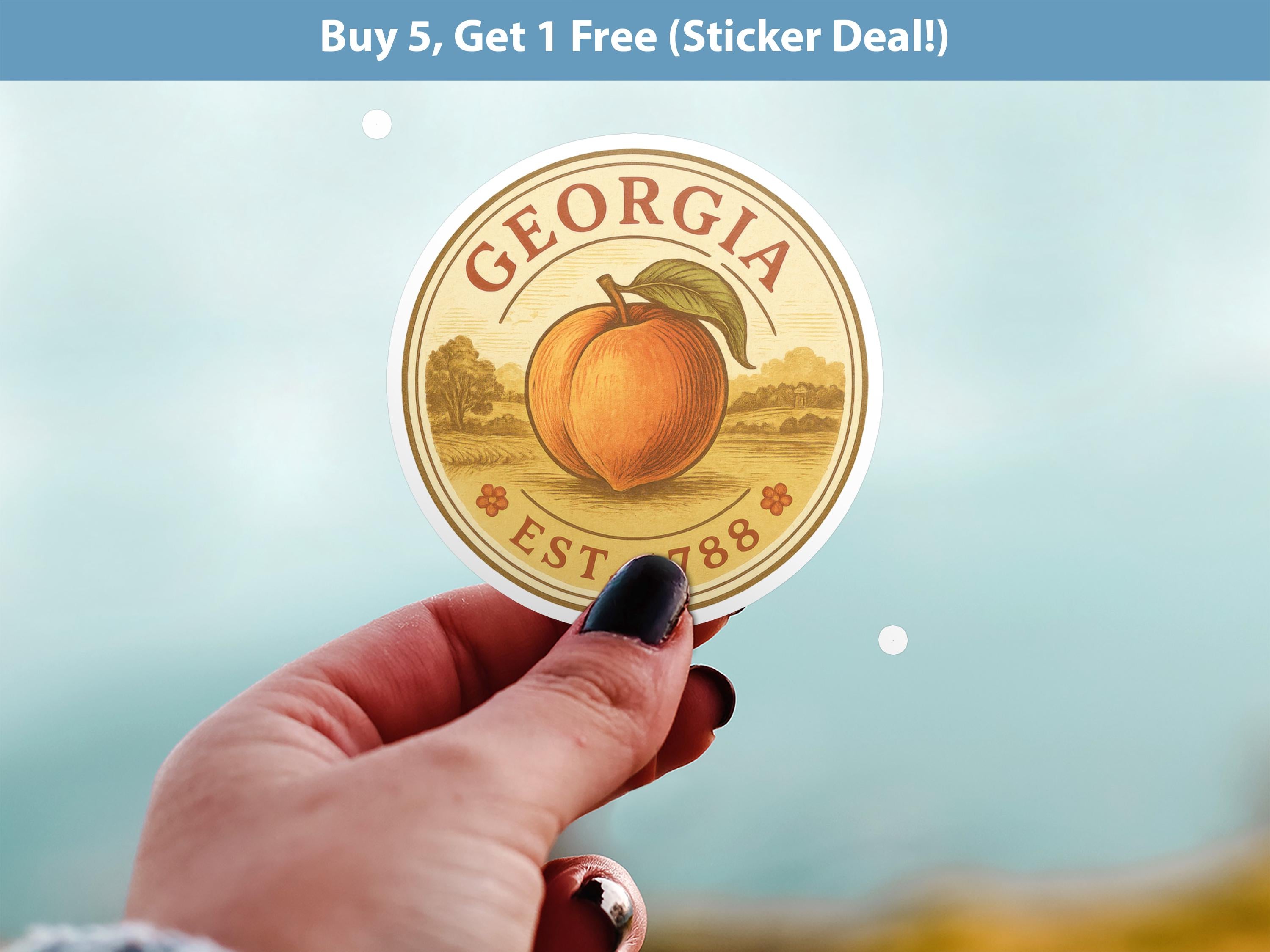 Georgia Sticker, Vintage US States Retro Decal, Waterproof Retro Travel Collection for Laptop Tumbler