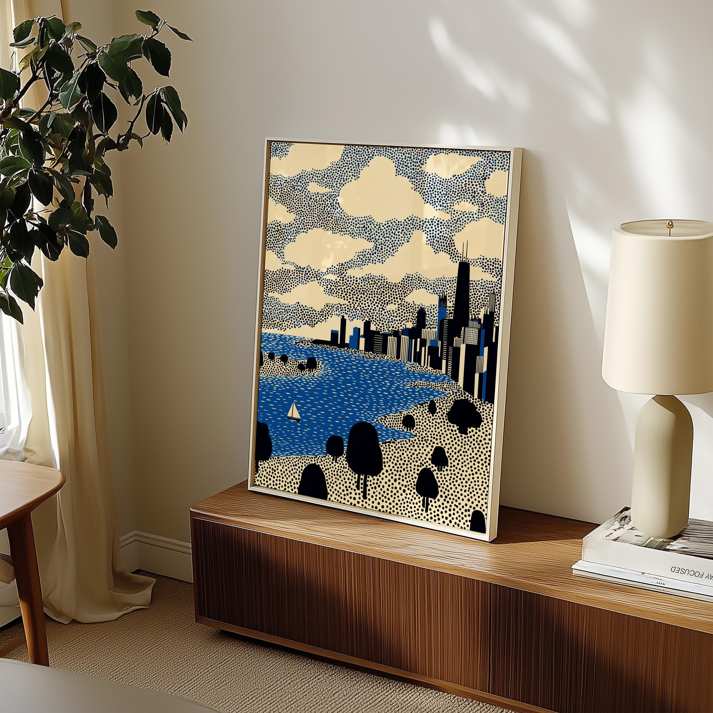 Chicago Illinois Wall Art Print, Pop Art Modern Poster Travel gift