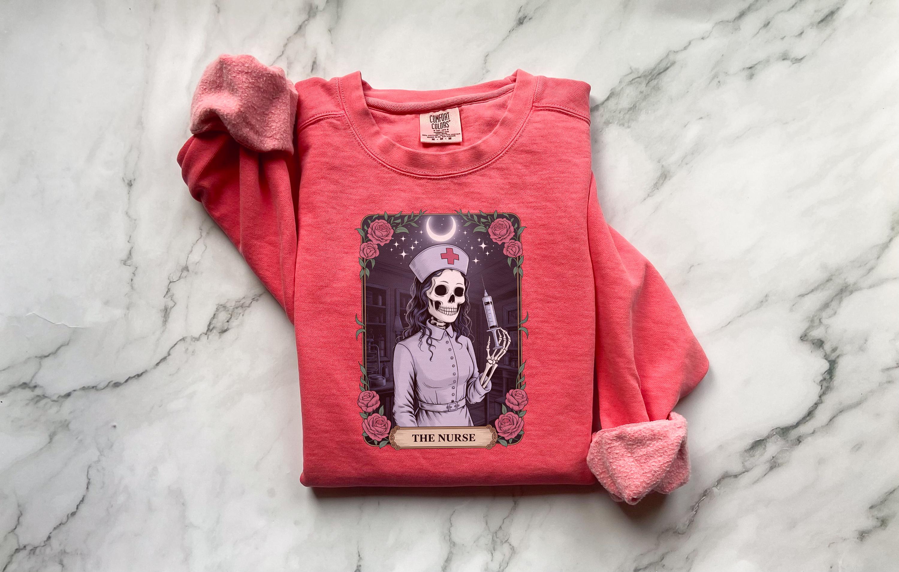 Spooky Season Nurse Sweatshirt: Gothic Halloween RN Apparel