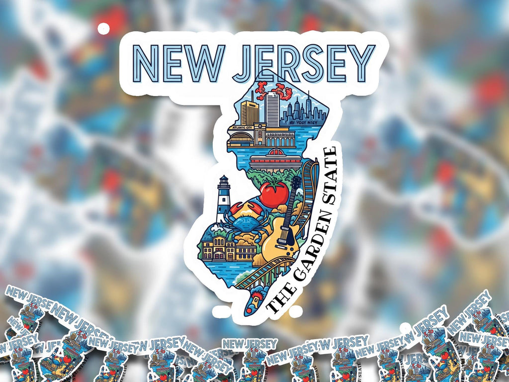 New Jersey State Sticker, USA Kiss-Cut Vinyl, Landmark Waterproof Decal, United States Travel Collection