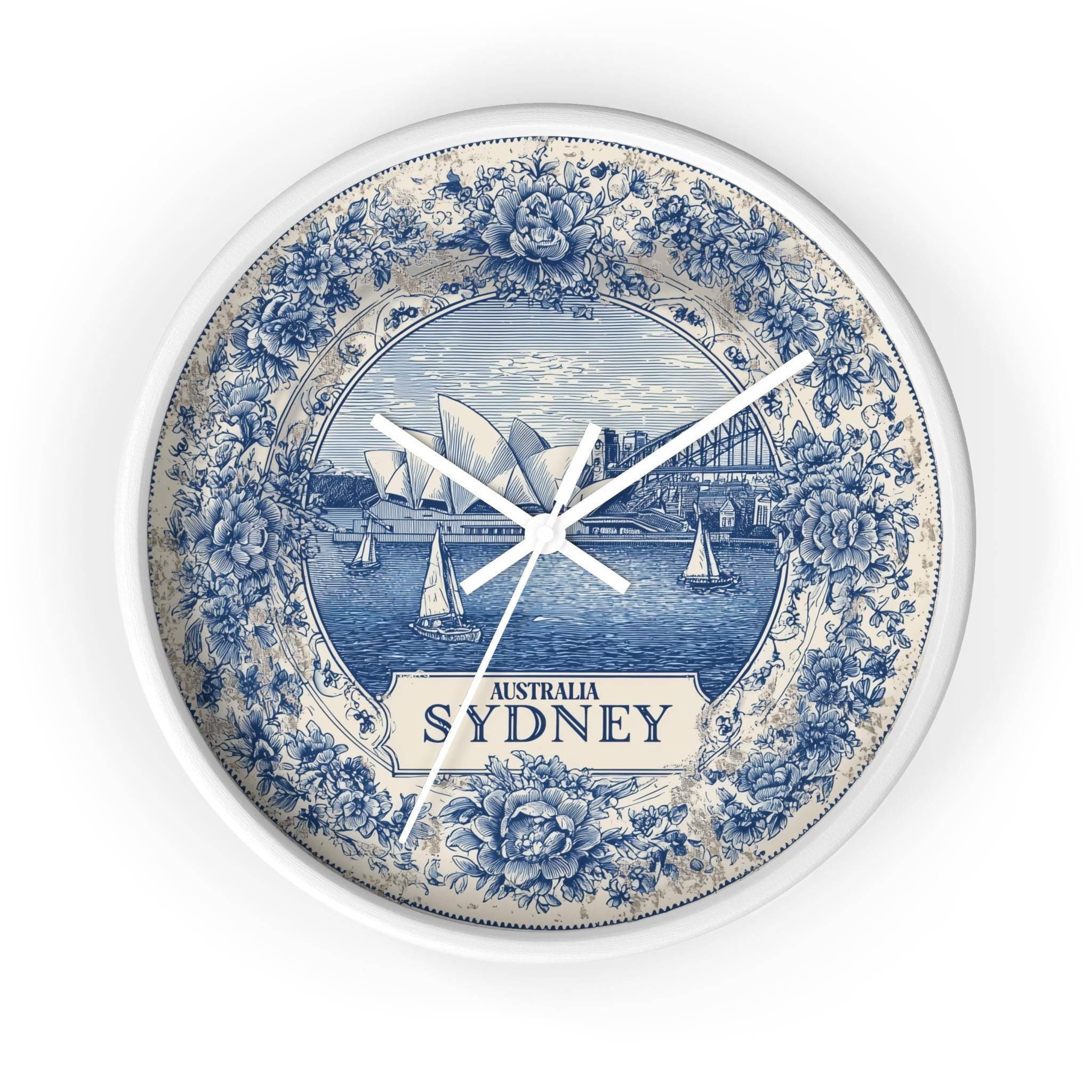 Sydney Australia Wall Clock, Delf style Home Decor, Vintage City Travel Keepsake Art