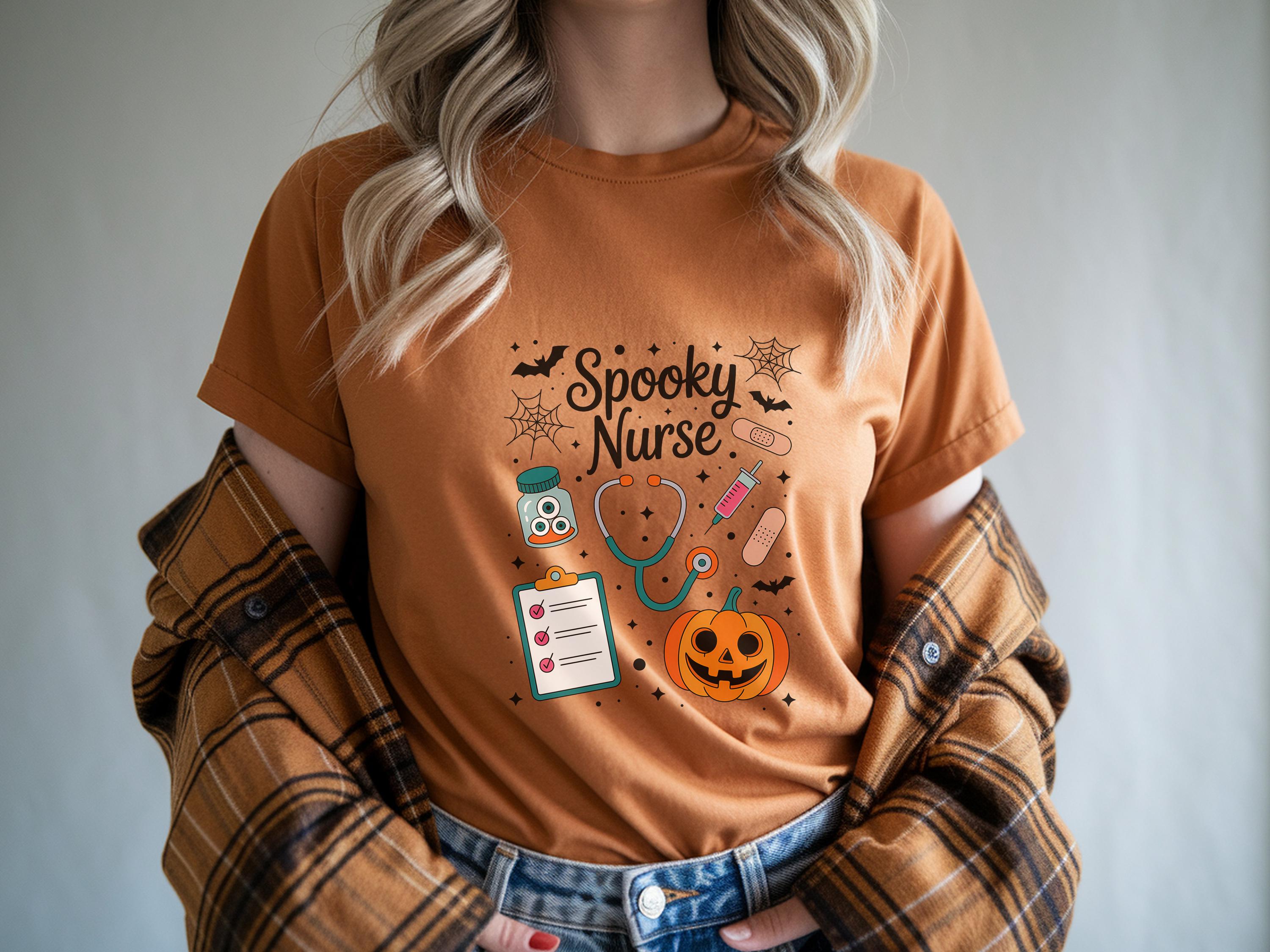 Spooky Nurse Halloween Sweatshirt: Funny Pumpkin & Bats RN Outfit