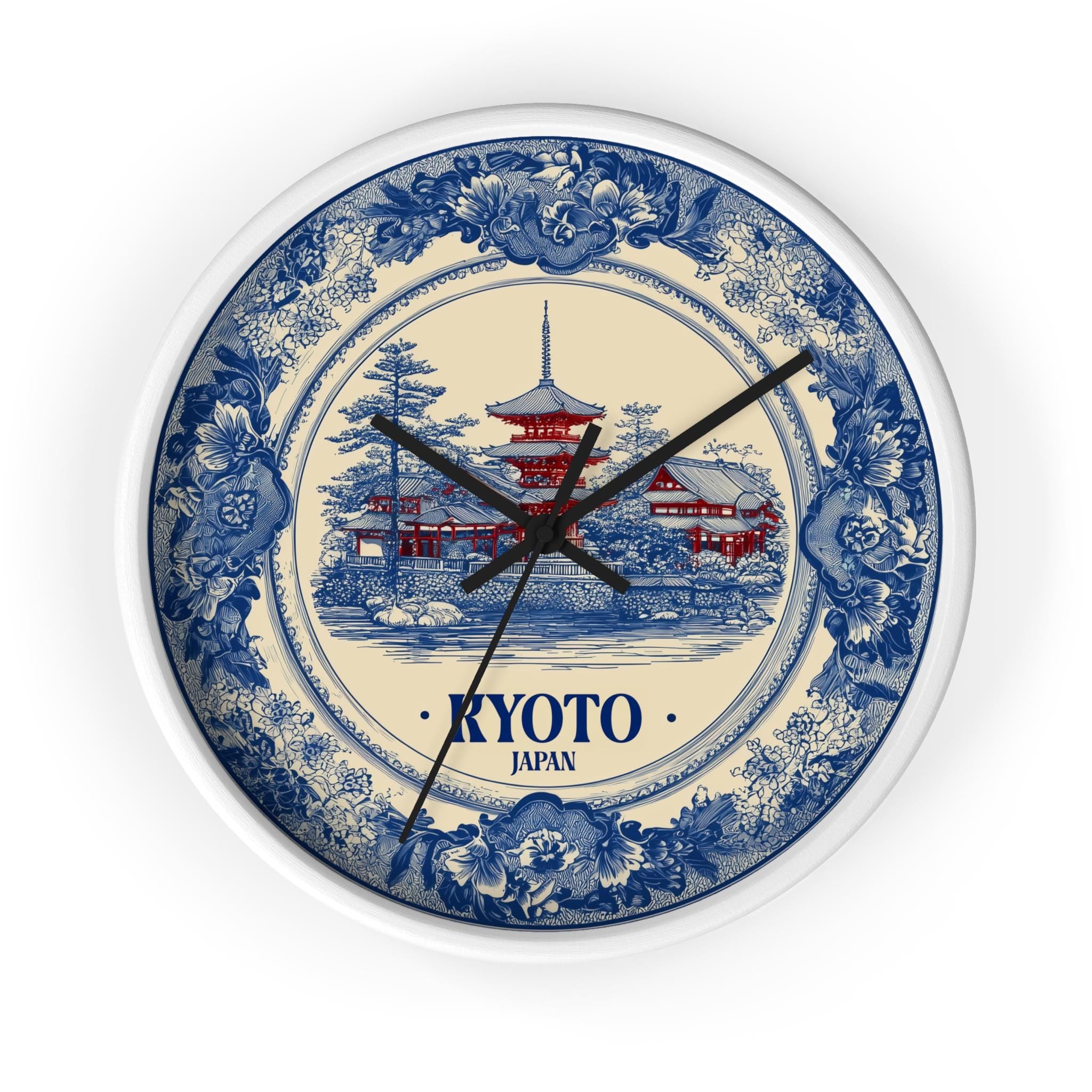 Kyoto Japan Wall Clock, Delf style Home Decor, Vintage City Travel Keepsake Art