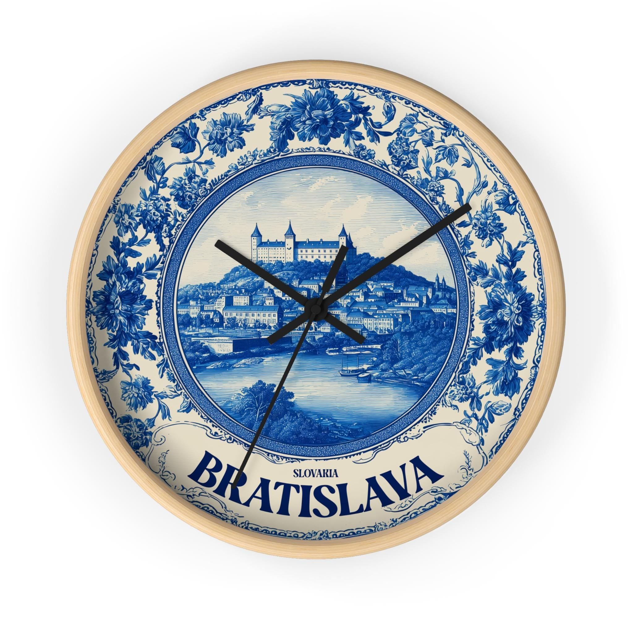 Bratislava Slovakia Wall Clock, Delf style Home Decor, Vintage City Travel Keepsake Art