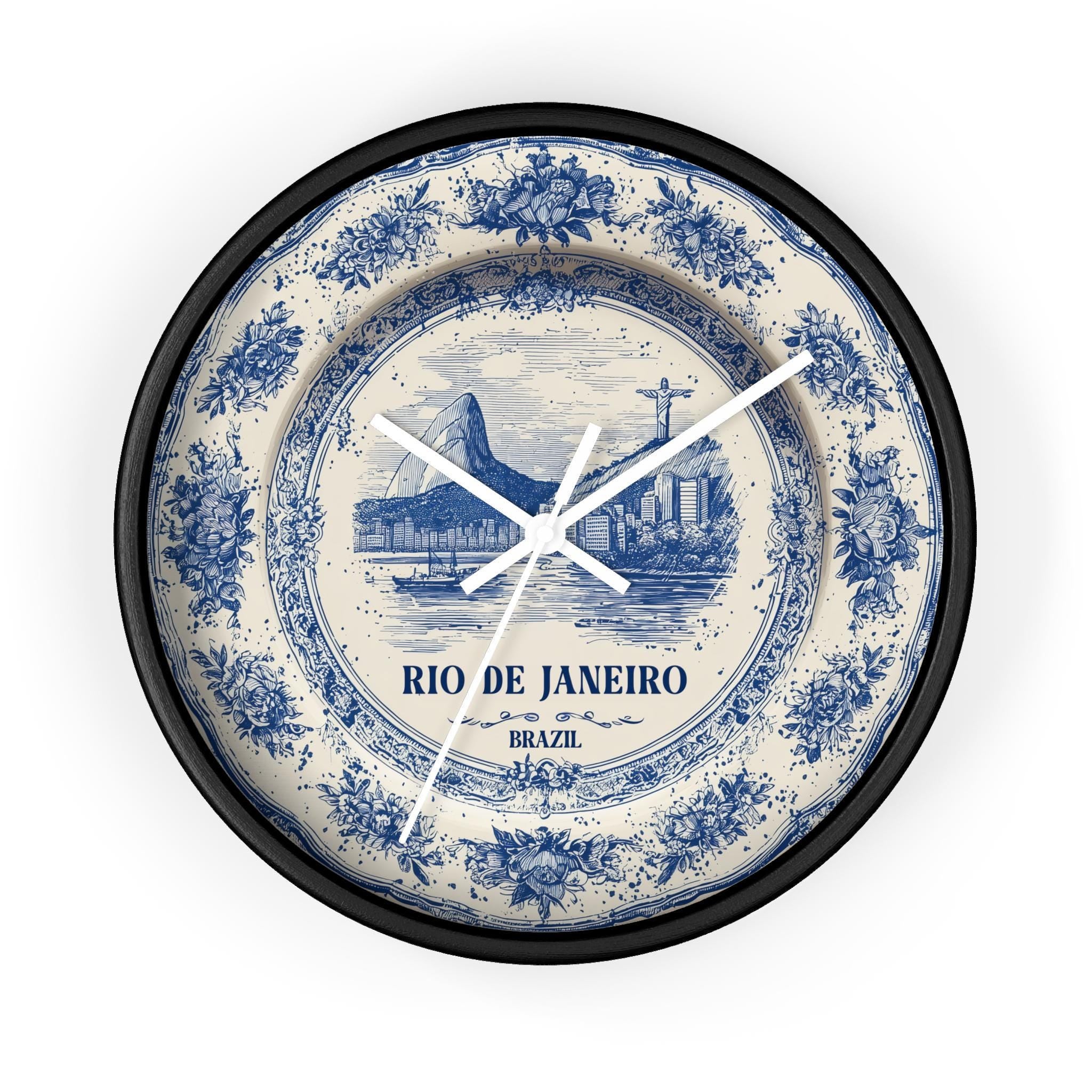 Rio Brazil Wall Clock, Delf style Home Decor, Vintage City Travel Keepsake Art