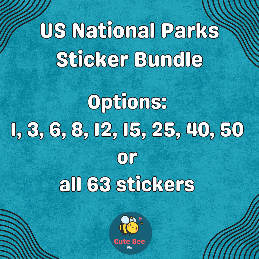 National Parks Sticker Set, Bundle Retro Vinyl Waterproof Decal, Vintage Collection