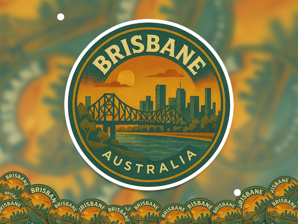 Brisbane Australia Kiss-Cut Vinyl, Waterproof Decal, Retro Travel Lover Collection