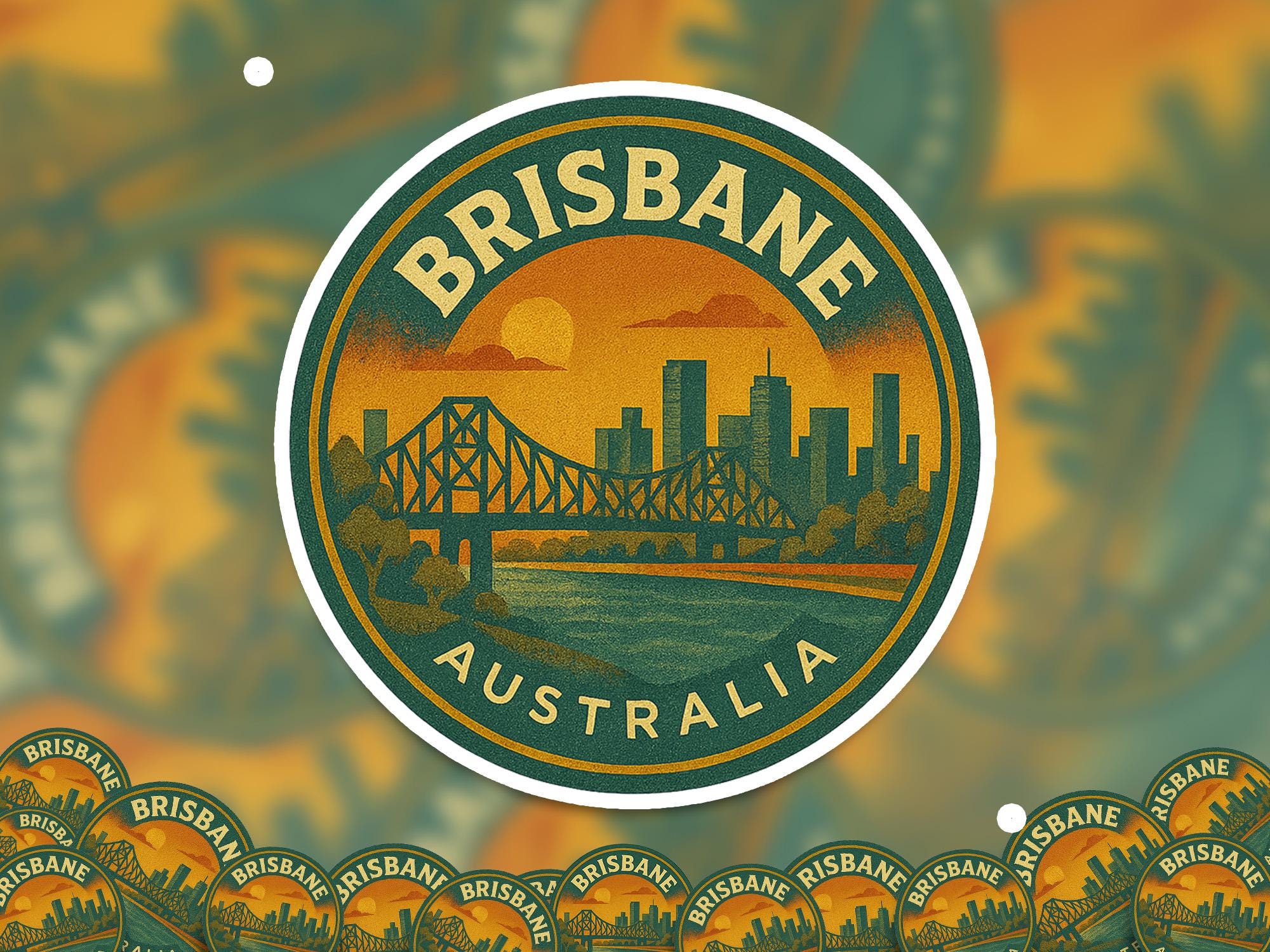 Brisbane Australia Kiss-Cut Vinyl, Waterproof Decal, Retro Travel Lover Collection