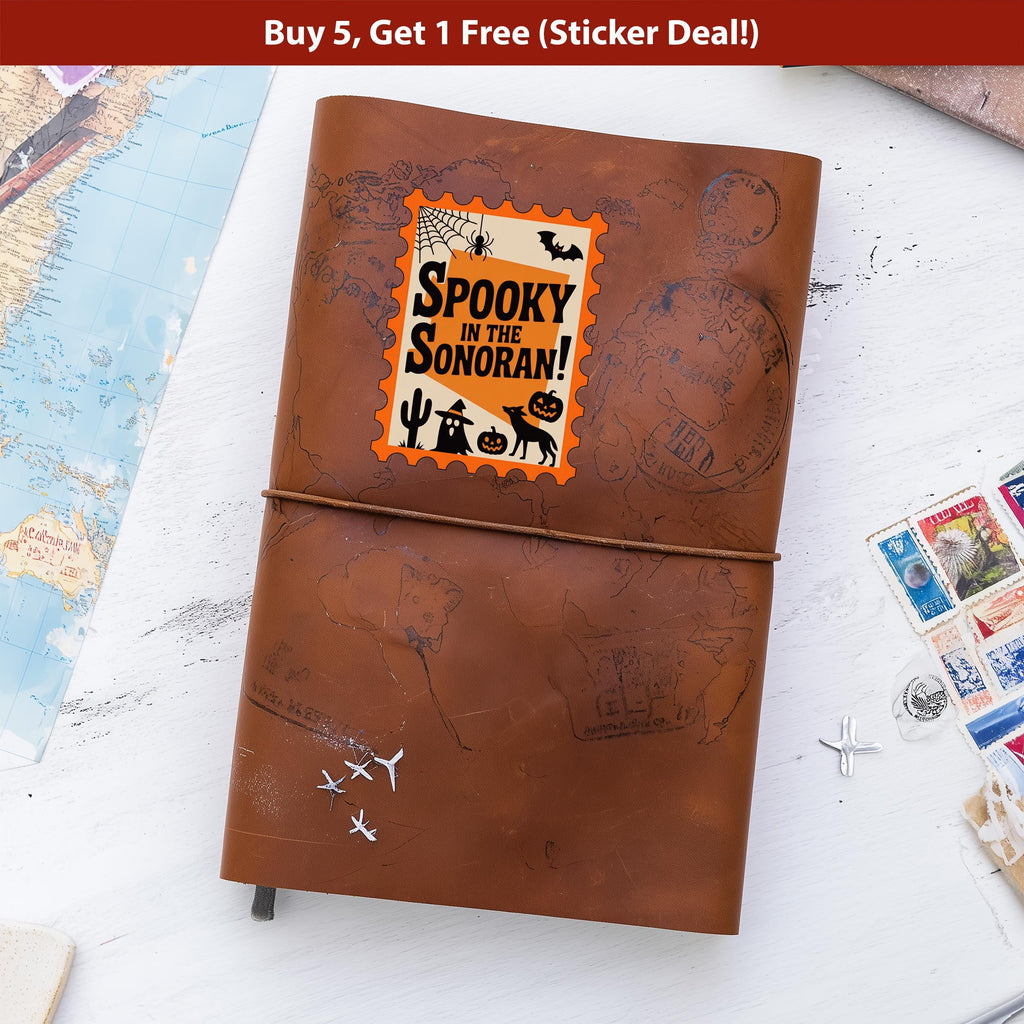 Arizona Stamp Halloween Sticker, Spooky USA Kiss-Cut Vinyl, Waterproof Decal, United States Travel