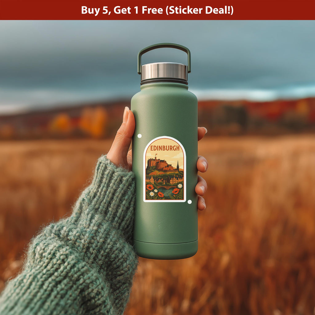 Edinburgh Sticker Scotland, Vintage City Vinyl Decal, Retro Travel Lover Collection, Journal Scrapbook