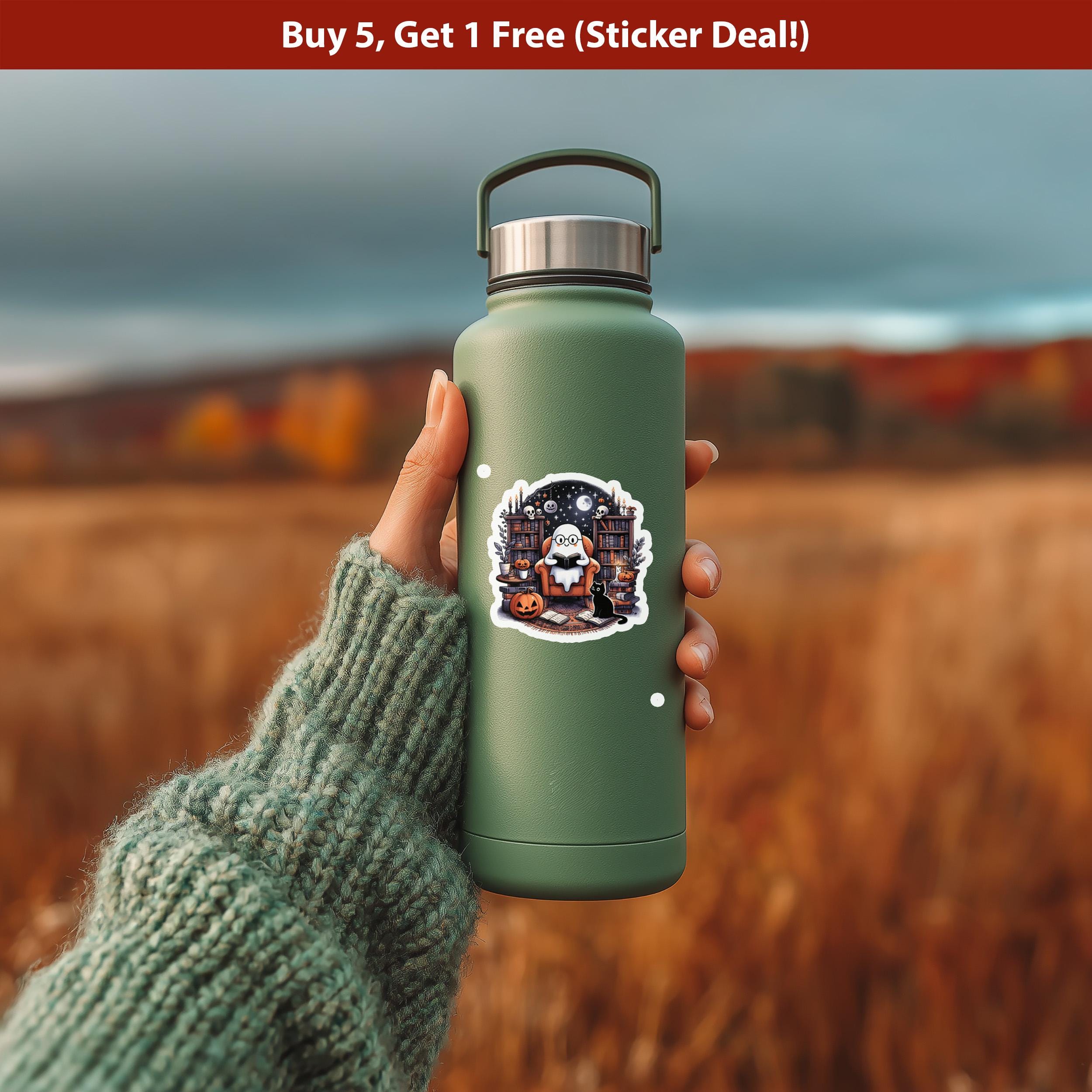 Ghost Reader Sticker, Cute Library Decal, Bookish Kindle Halloween Decoration