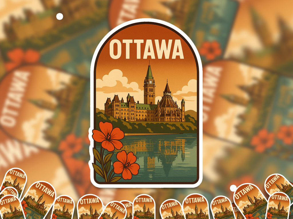Ottawa Canada Sticker, Vintage City Vinyl Decal, Retro Travel Lover Collection, Journal Scrapbook