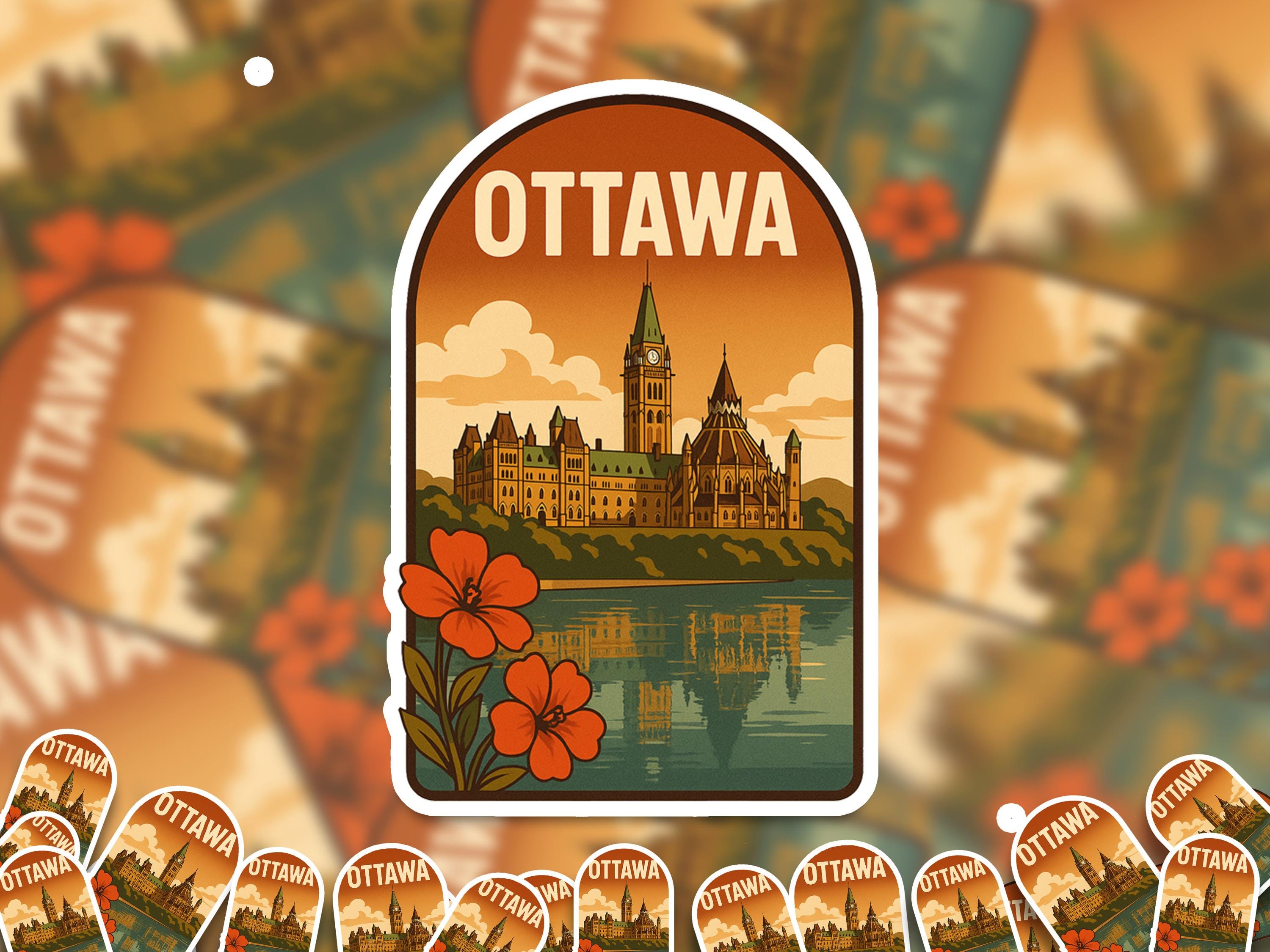 Ottawa Canada Sticker, Vintage City Vinyl Decal, Retro Travel Lover Collection, Journal Scrapbook